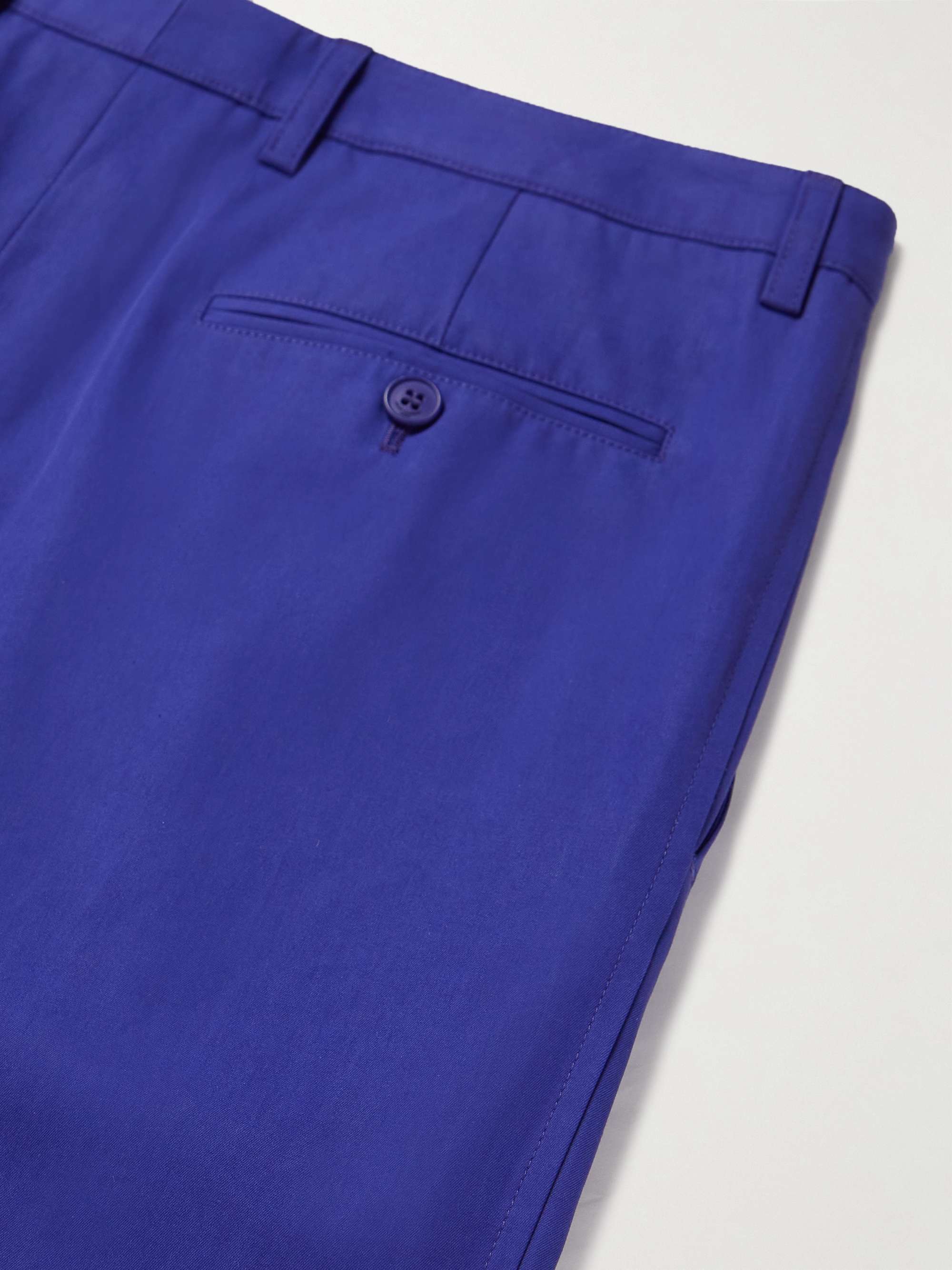 SAINT LAURENT Straight-Leg Pleated Cotton-Twill Trousers