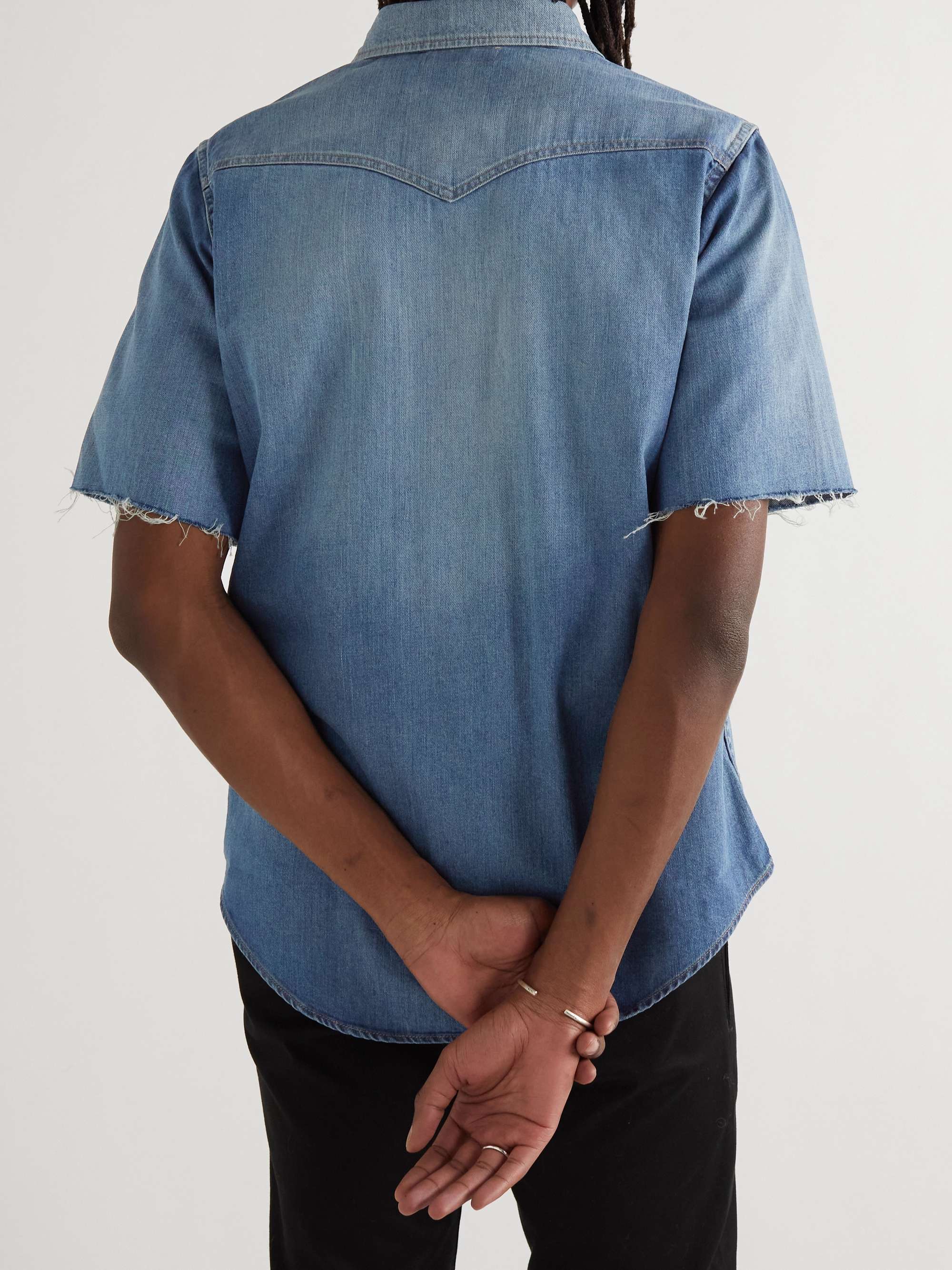 SAINT LAURENT Distressed Denim Shirt