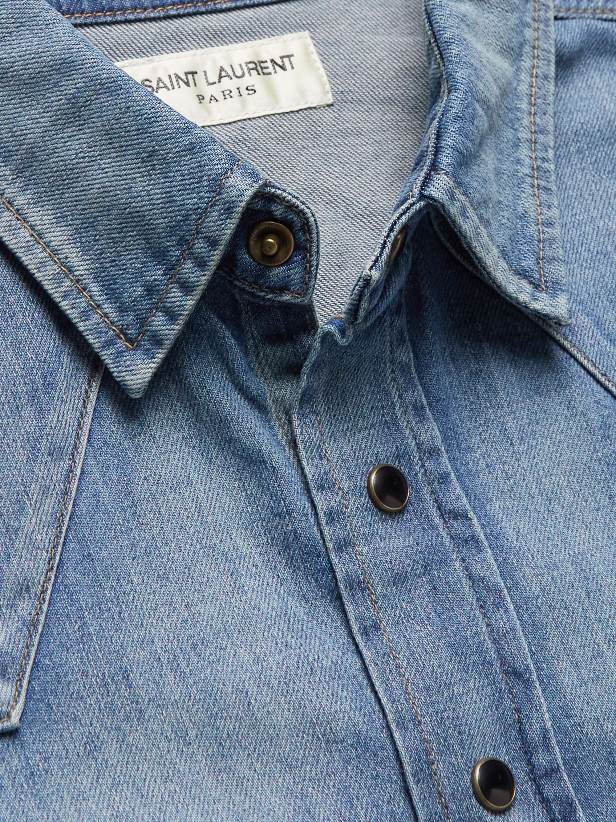 SAINT LAURENT Distressed Denim Shirt