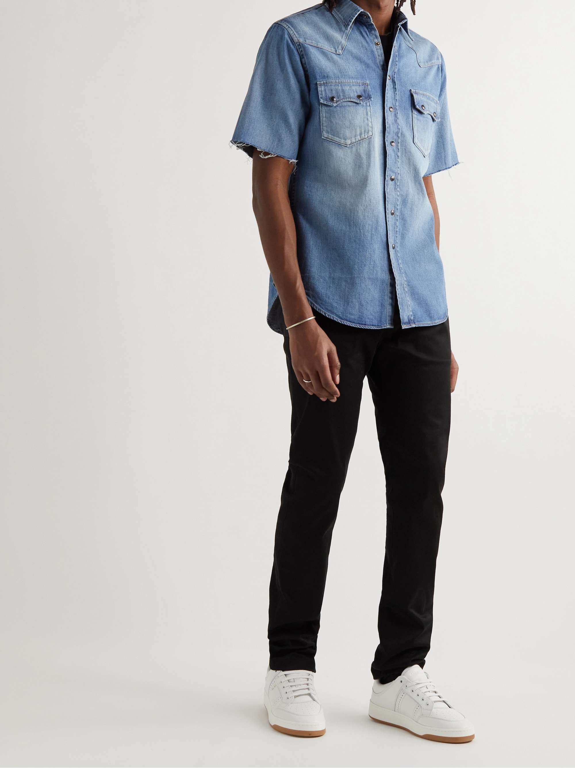 SAINT LAURENT Distressed Denim Shirt