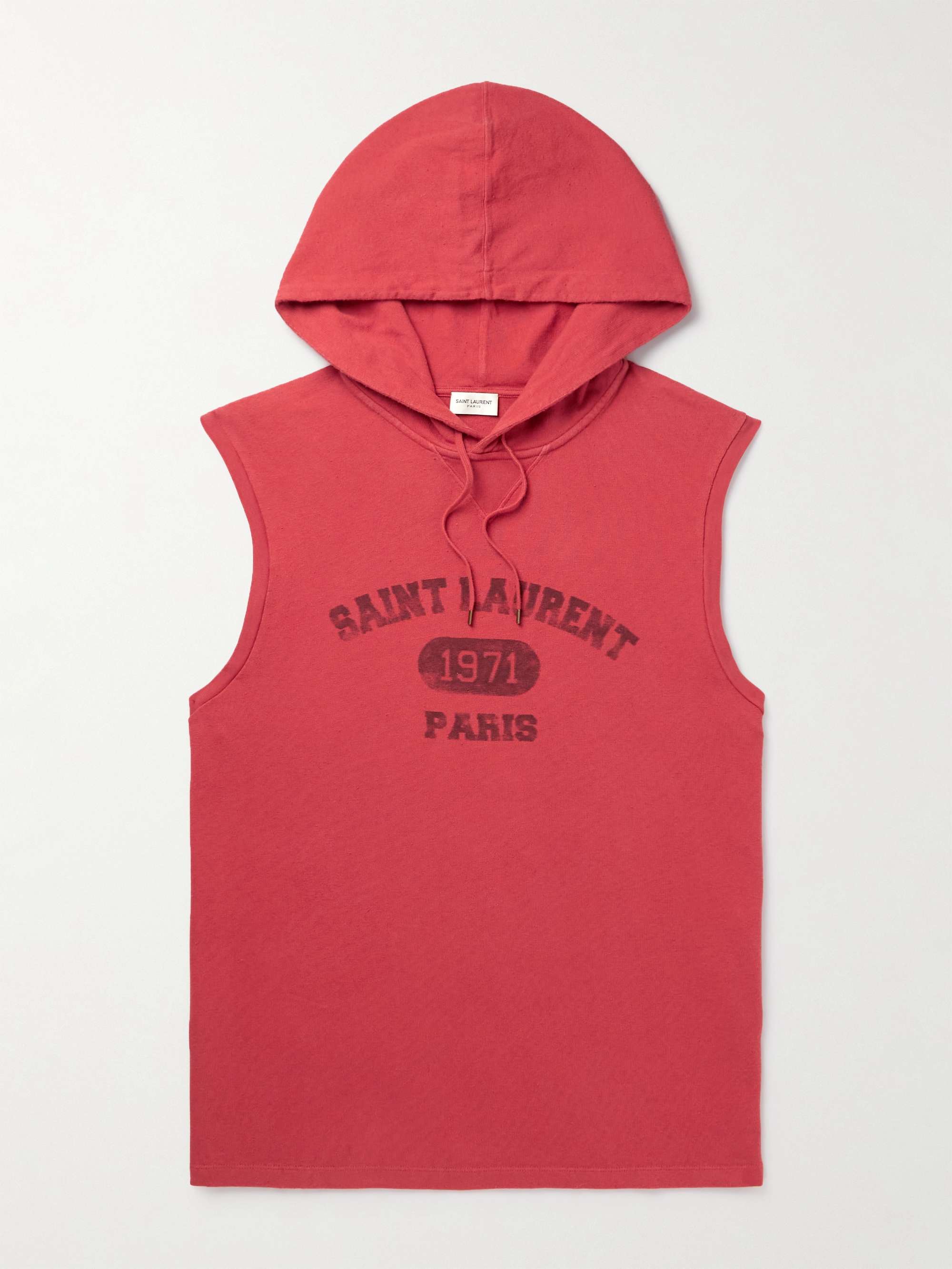SAINT LAURENT Logo-Print Organic Cotton-Jersey Hoodie