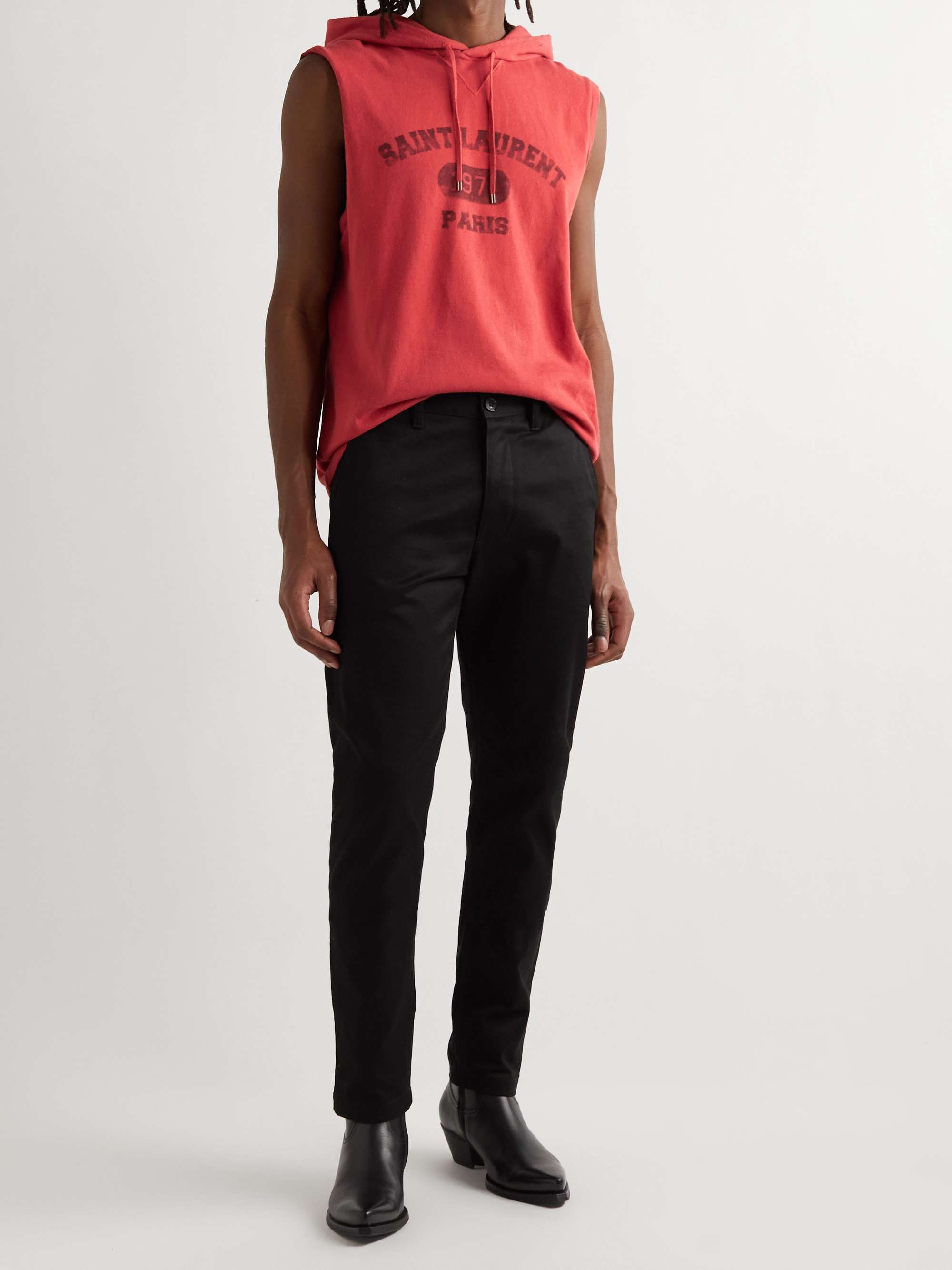 SAINT LAURENT Logo-Print Organic Cotton-Jersey Hoodie