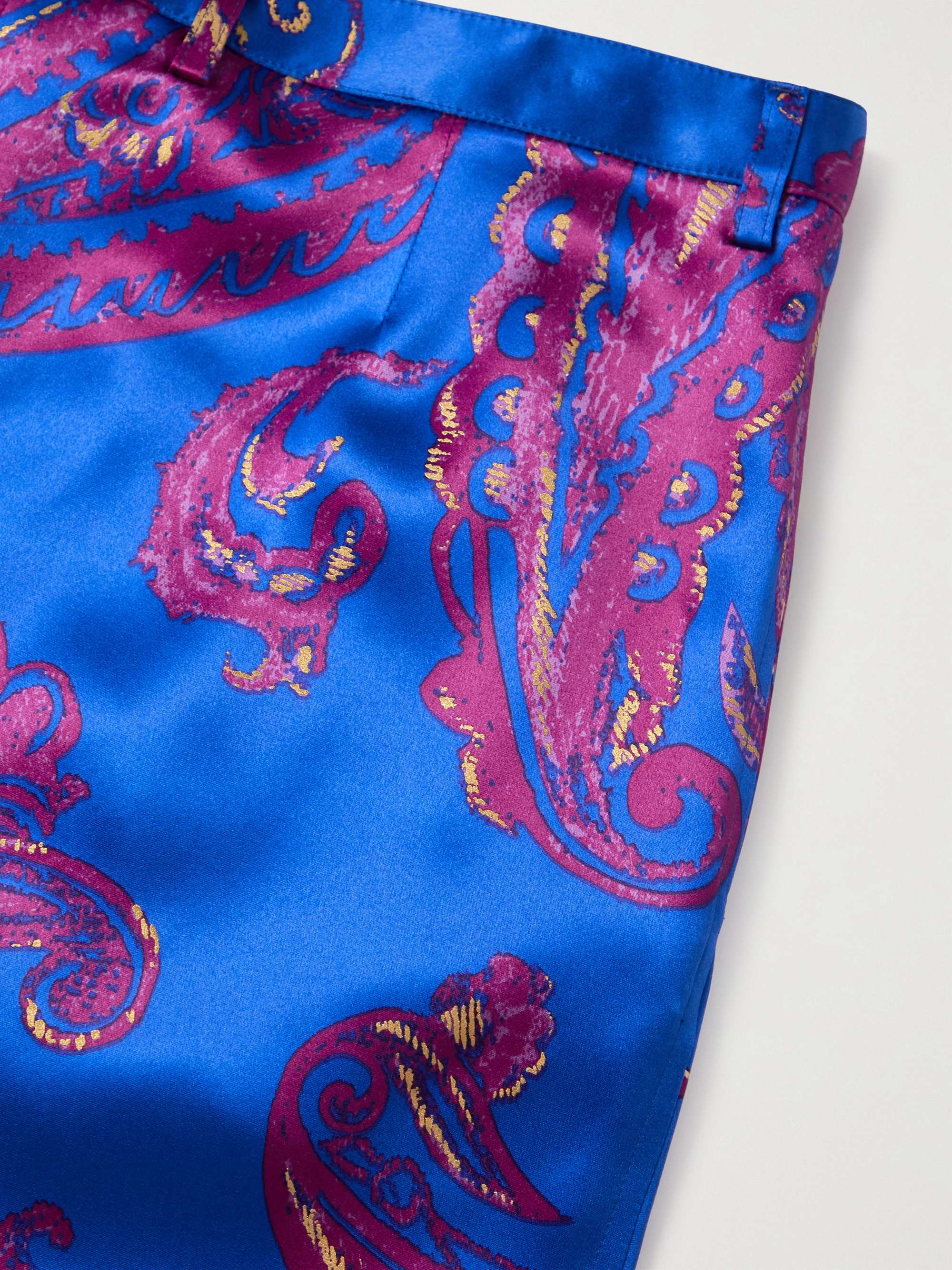 SAINT LAURENT Straight-Leg Paisley-Print Silk-Twill Trousers
