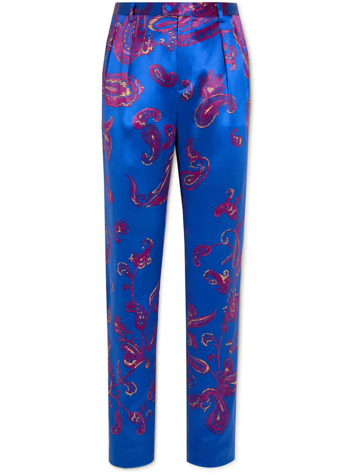 SAINT LAURENT STRAIGHT-LEG PAISLEY-PRINT SILK-TWILL TROUSERS