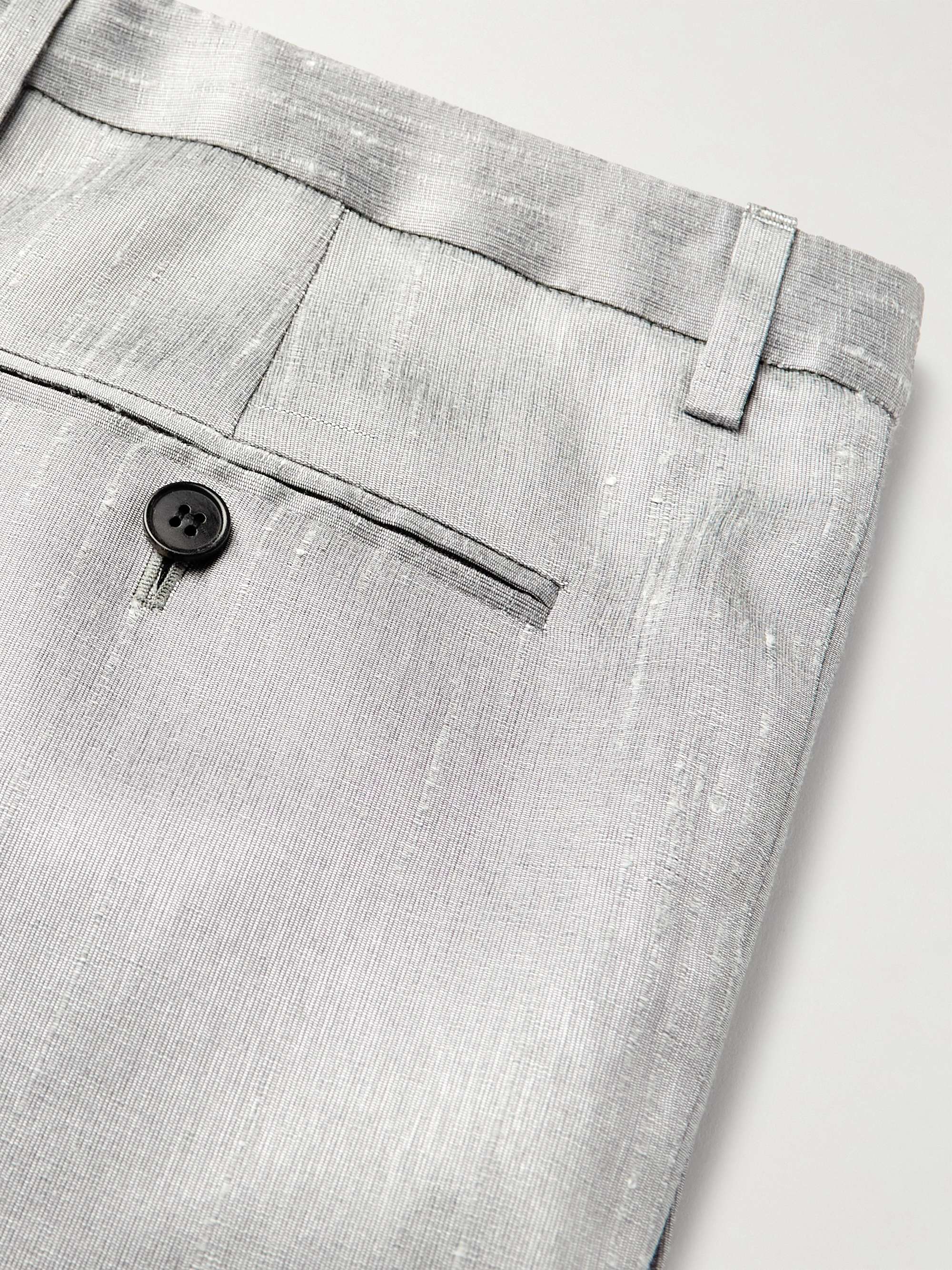 SAINT LAURENT Straight-Leg Pleated Dupioni Suit Trousers