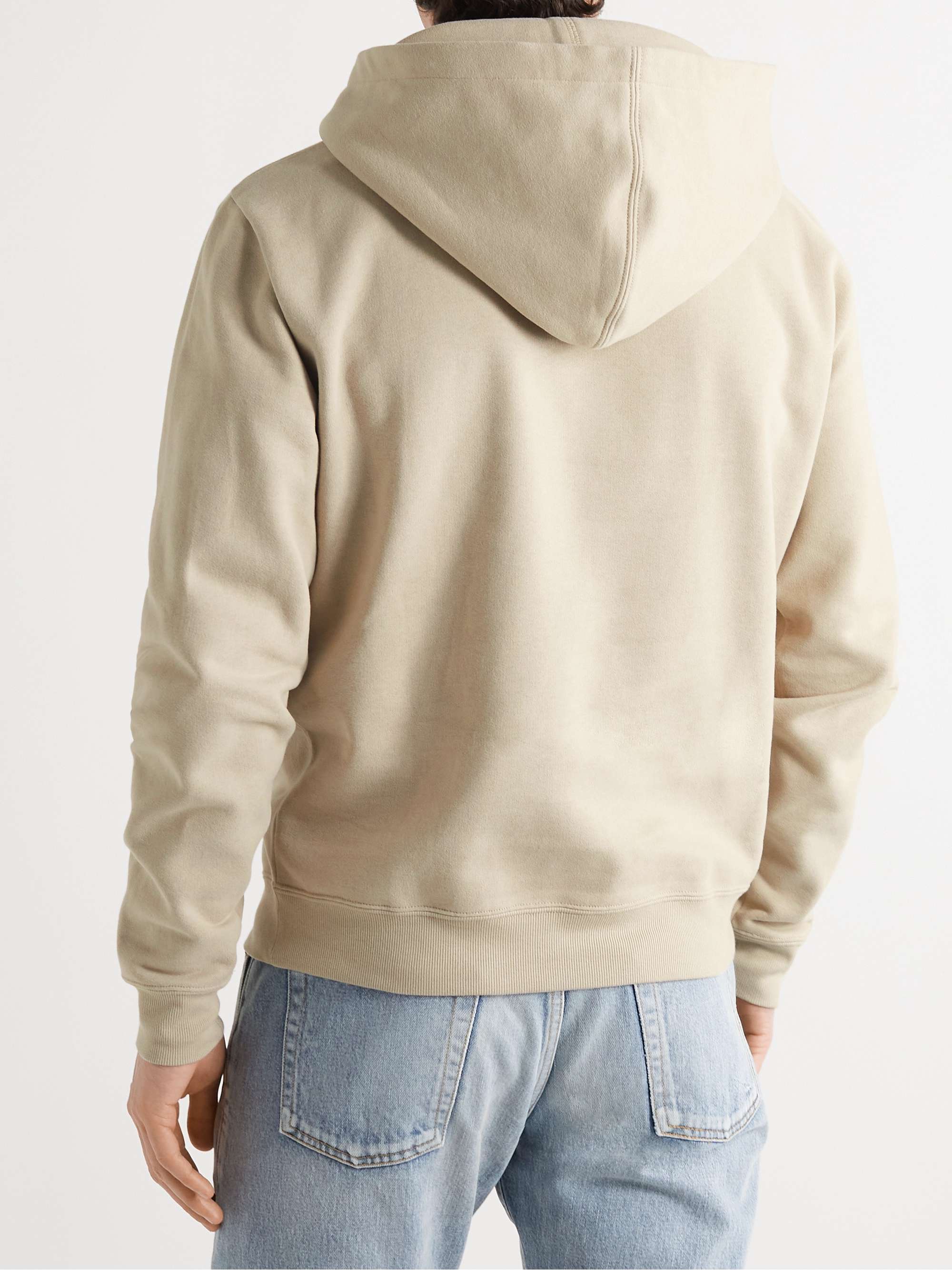 SAINT LAURENT Logo-Print Cotton-Jersey Hoodie