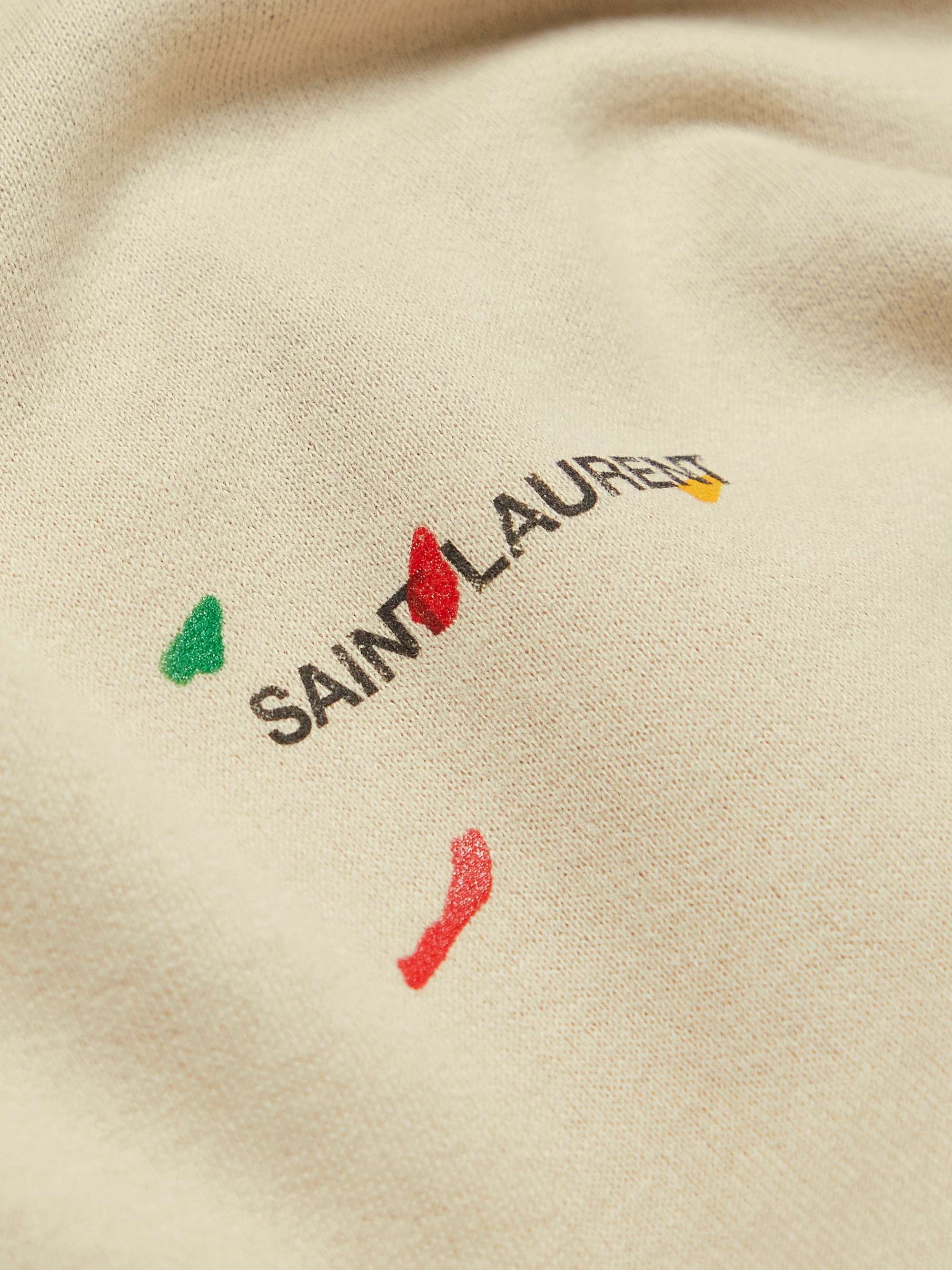 SAINT LAURENT Logo-Print Cotton-Jersey Hoodie