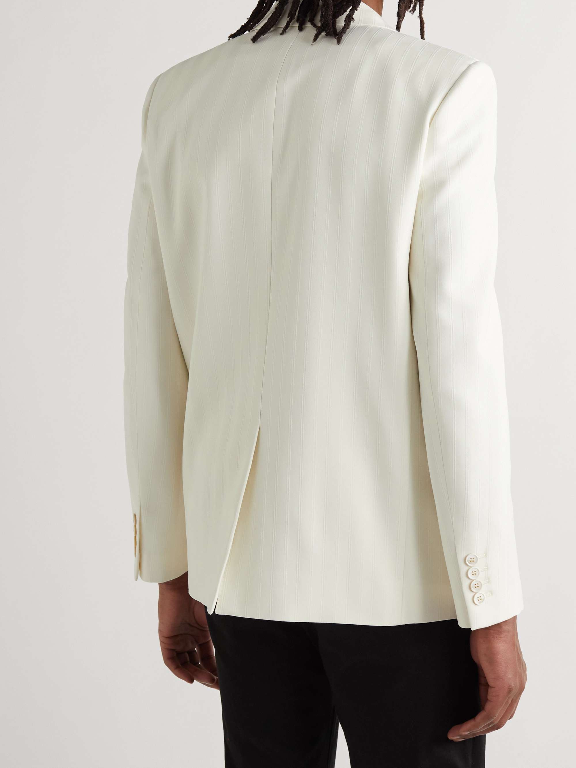SAINT LAURENT Slim-Fit Satin-Trimmed Wool-Jacquard Blazer
