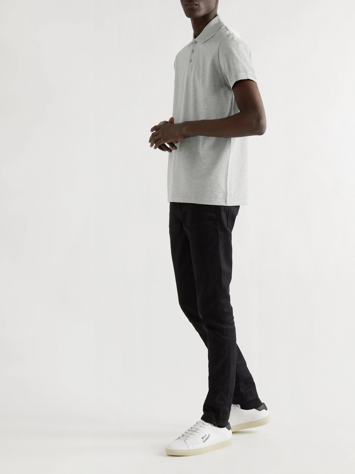 Saint Laurent Piqué-weave Polo Shirt In Multicolor