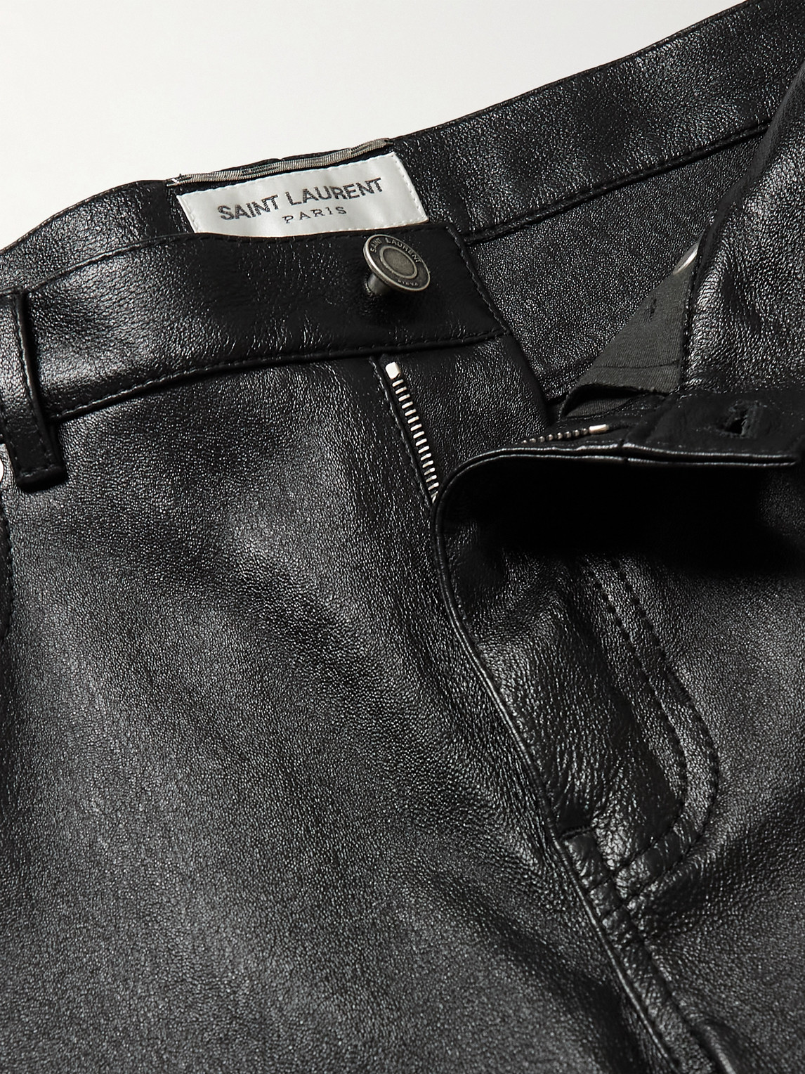 Shop Saint Laurent Skinny-fit Leather Trousers In Black