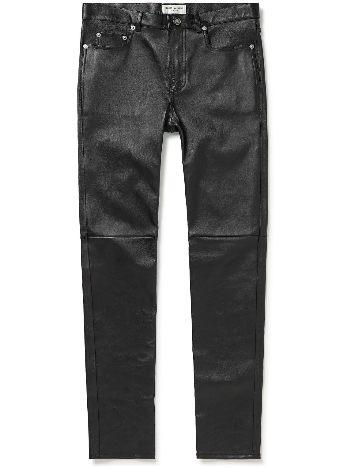 Saint Laurent Skinny-fit Leather Trousers In Black