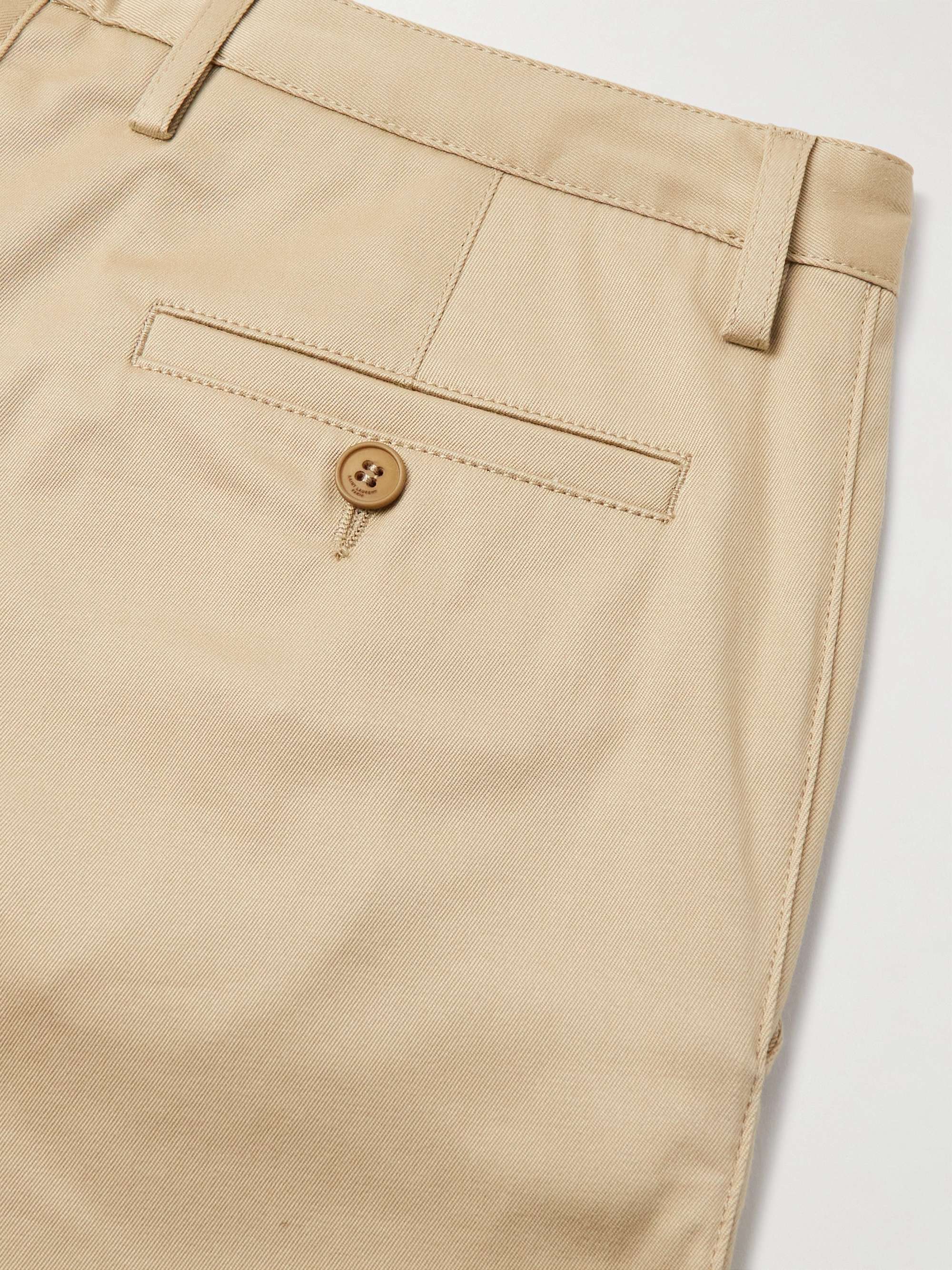 SAINT LAURENT Tapered Pleated Cotton-Blend Twill Chinos