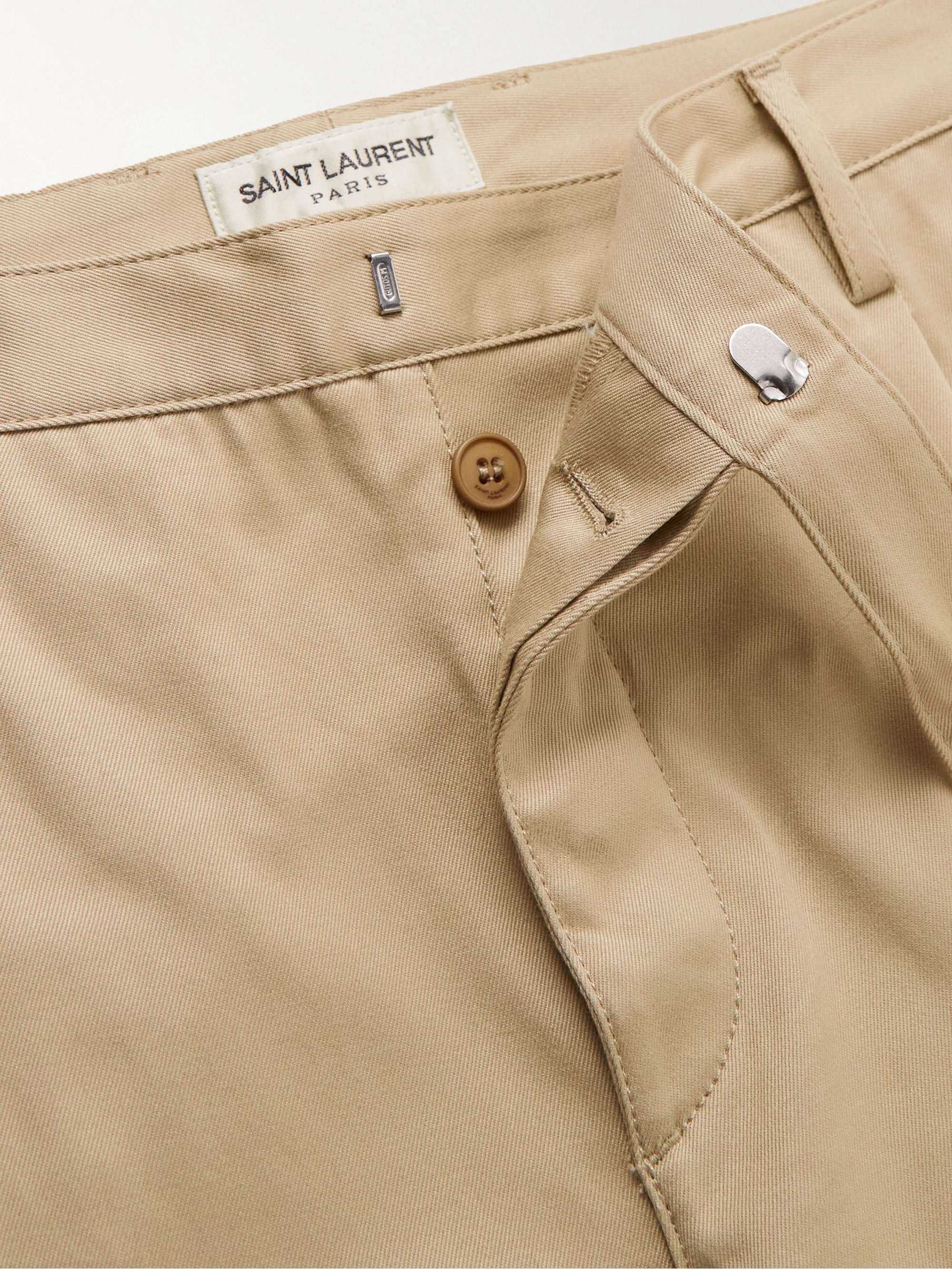 SAINT LAURENT Tapered Pleated Cotton-Blend Twill Chinos