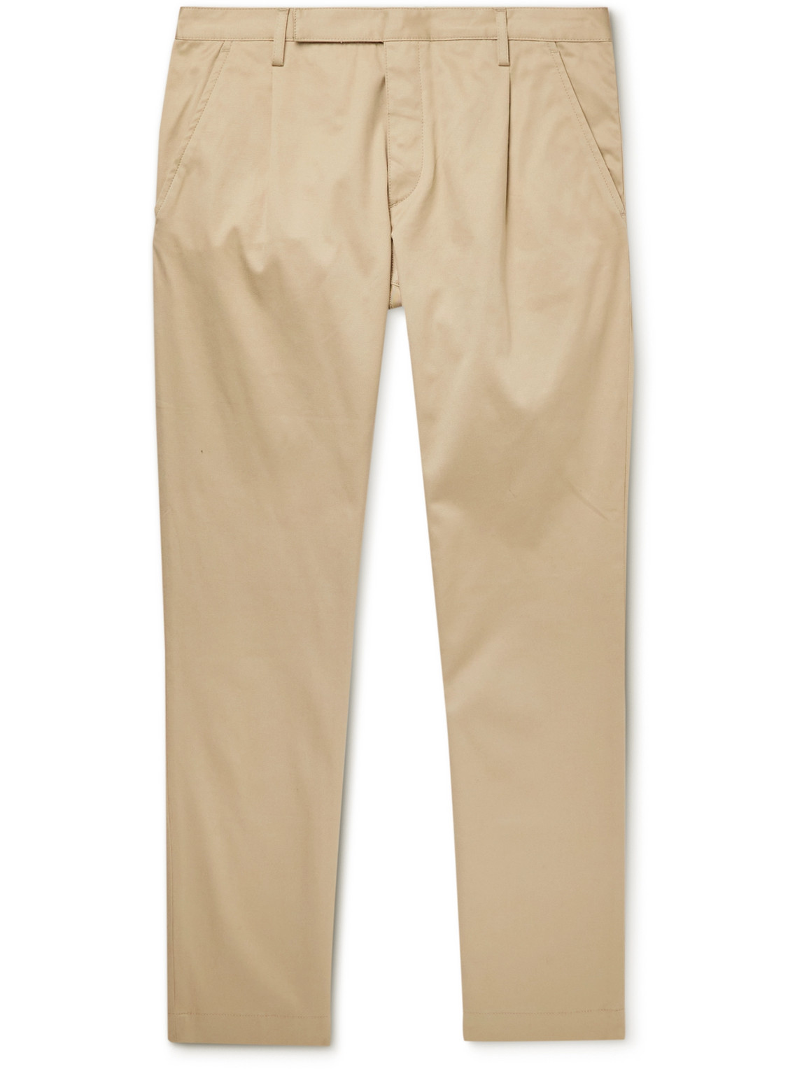 SAINT LAURENT TAPERED PLEATED COTTON-BLEND TWILL CHINOS