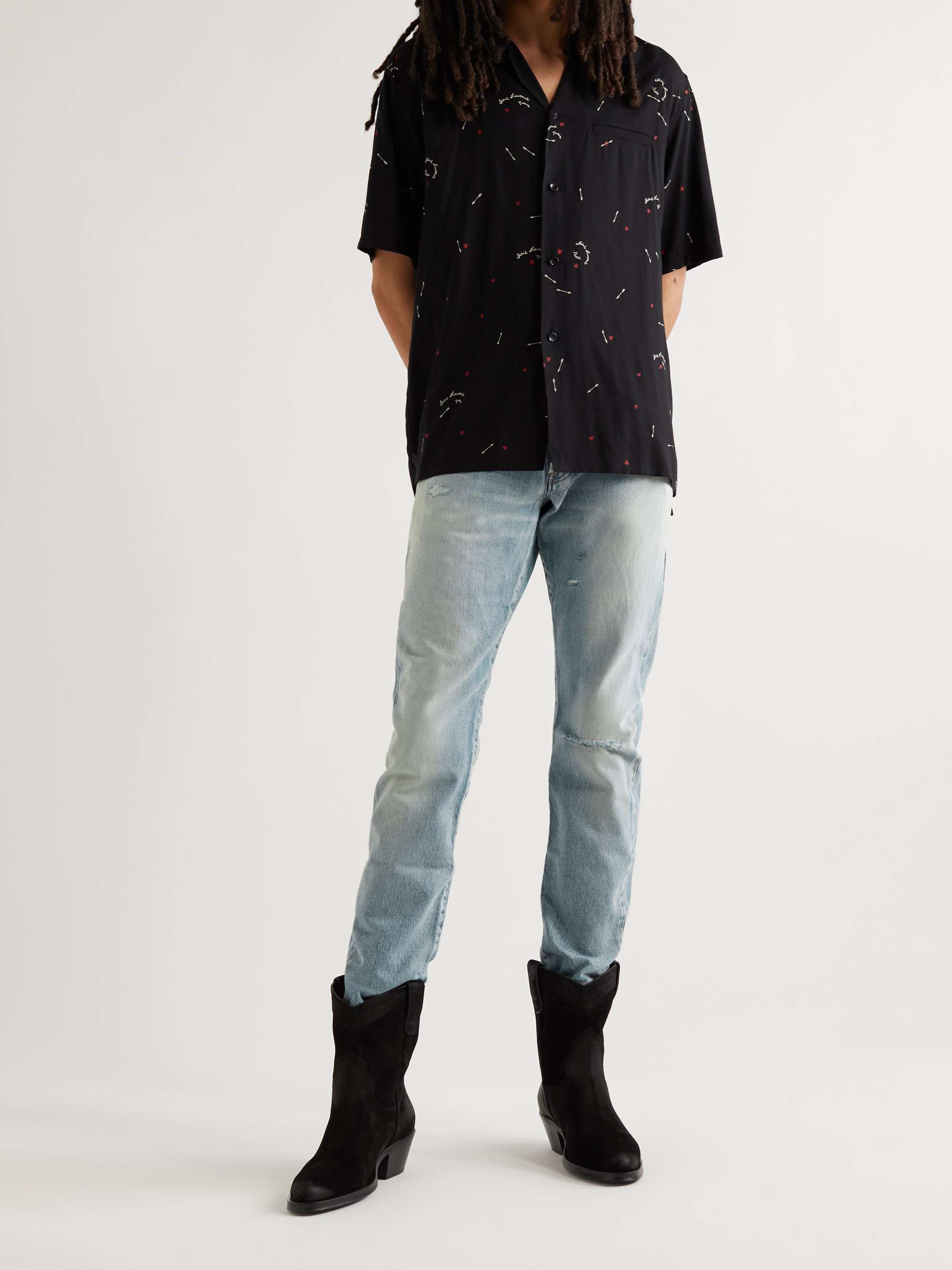 SAINT LAURENT Slim-Fit Distressed Jeans