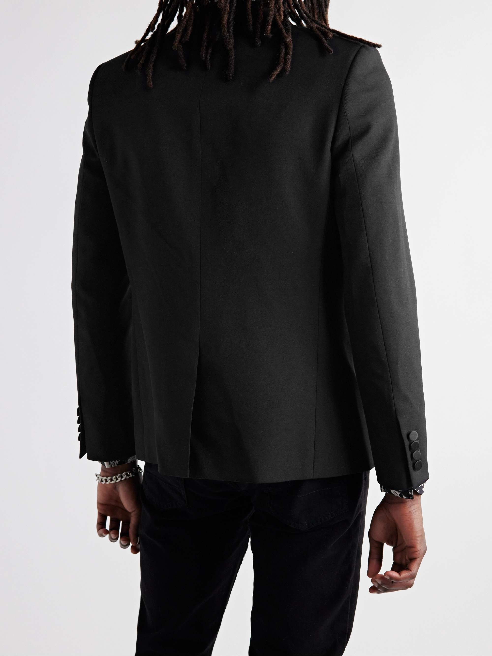 SAINT LAURENT Slim-Fit Satin-Trimmed Wool Blazer