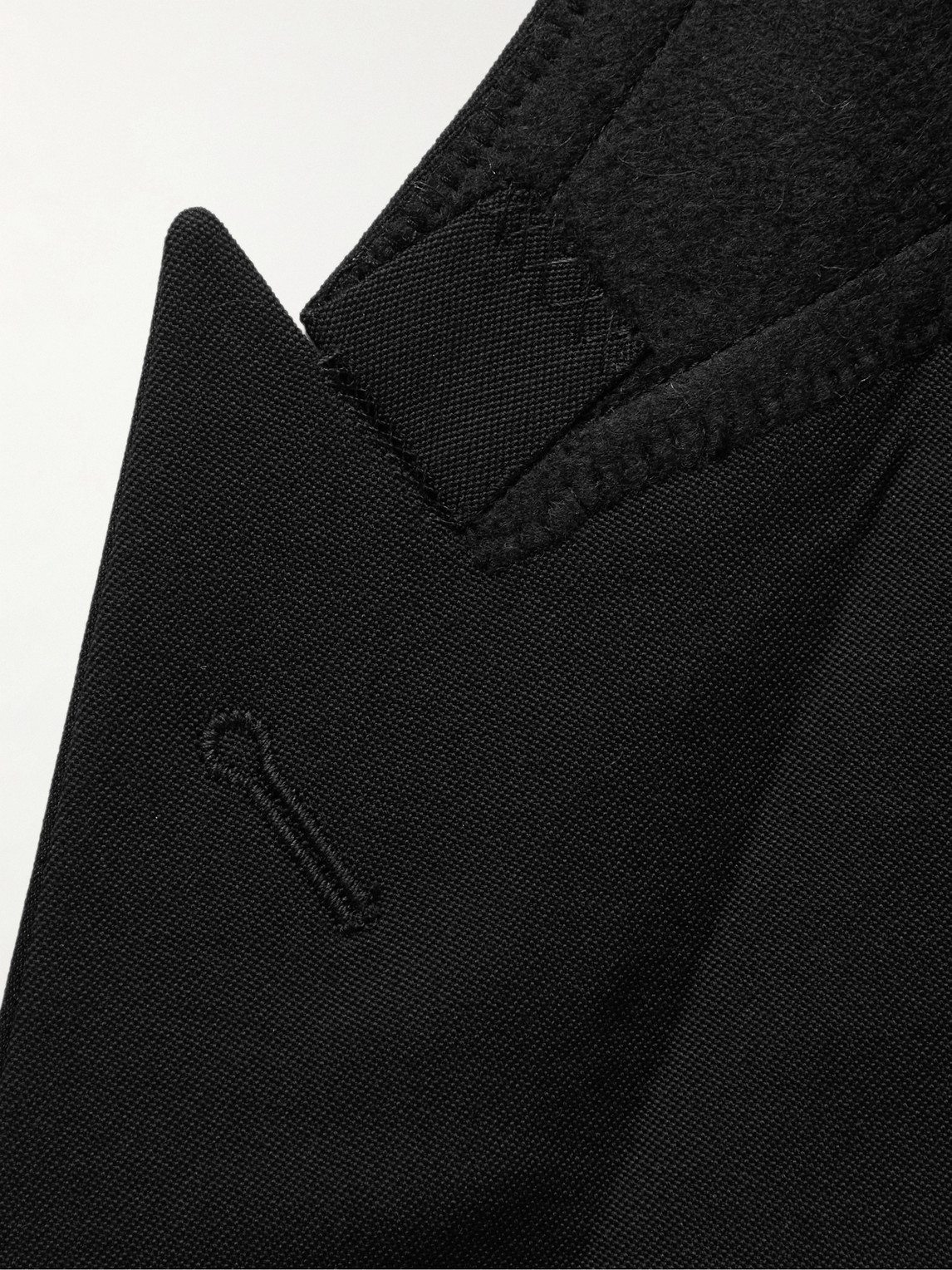 Shop Saint Laurent Slim-fit Satin-trimmed Wool Blazer In Black