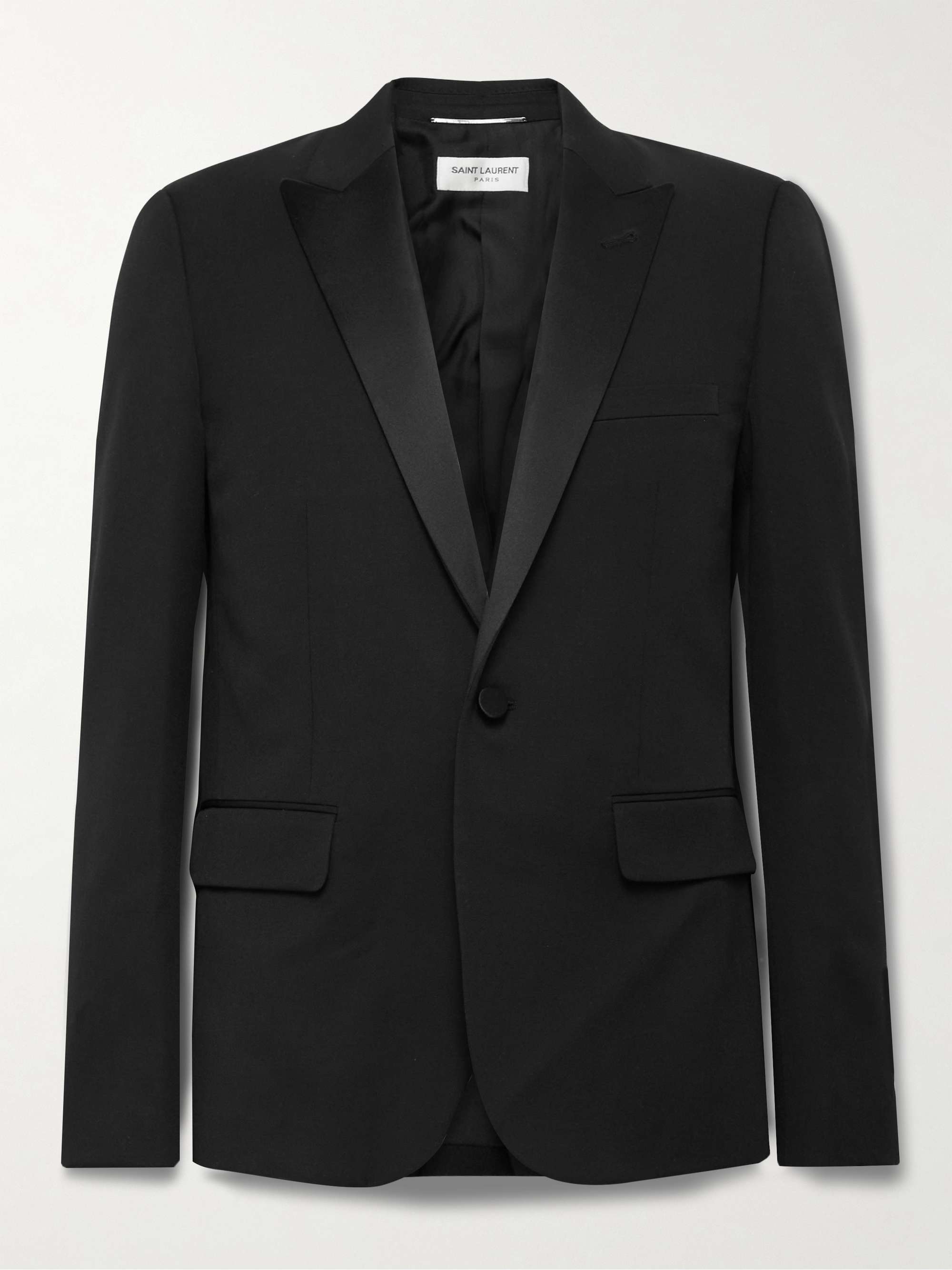 SAINT LAURENT Slim-Fit Satin-Trimmed Wool Blazer for Men | MR PORTER