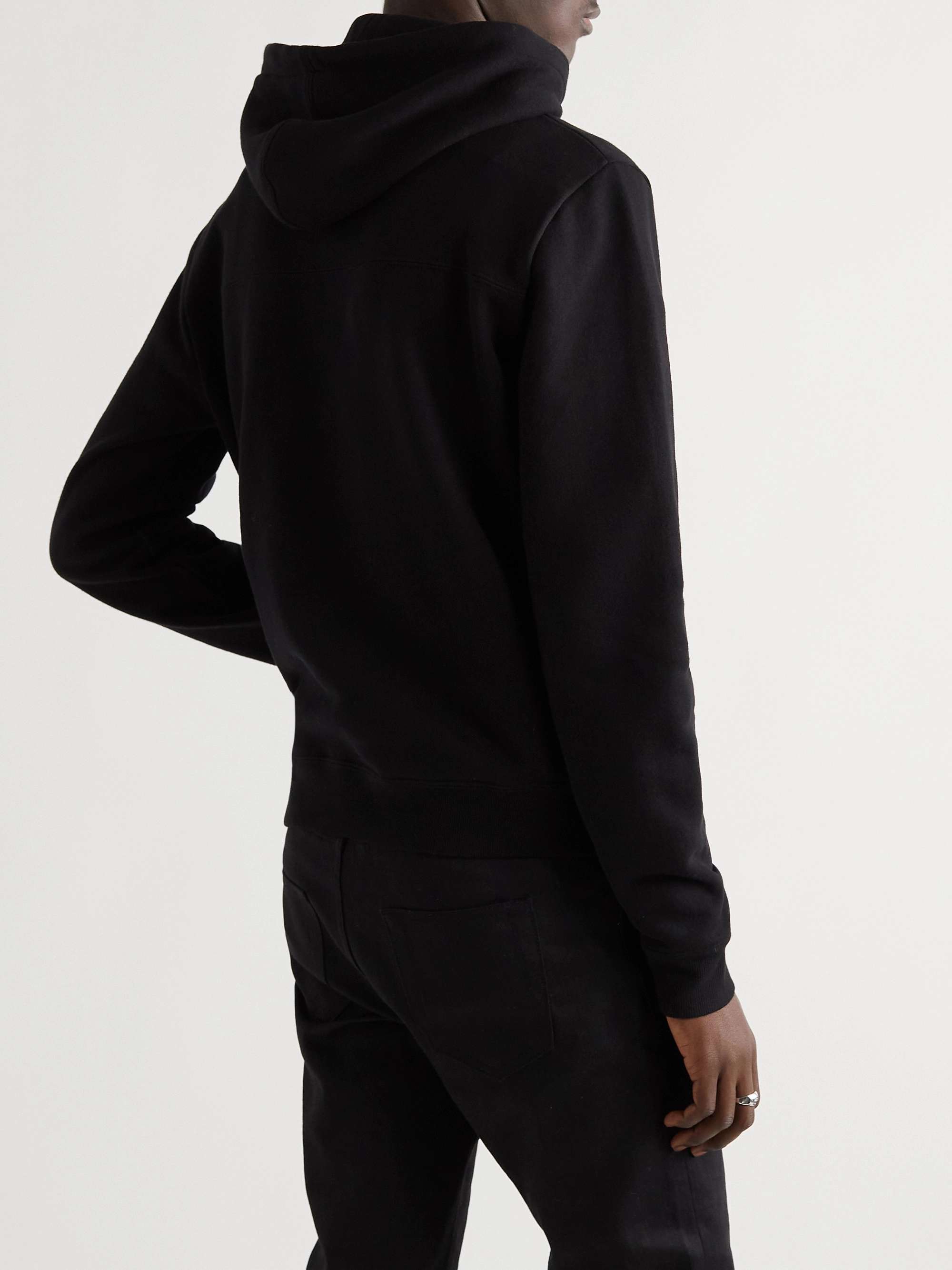 SAINT LAURENT Logo-Flocked Cotton-Jersey Hoodie