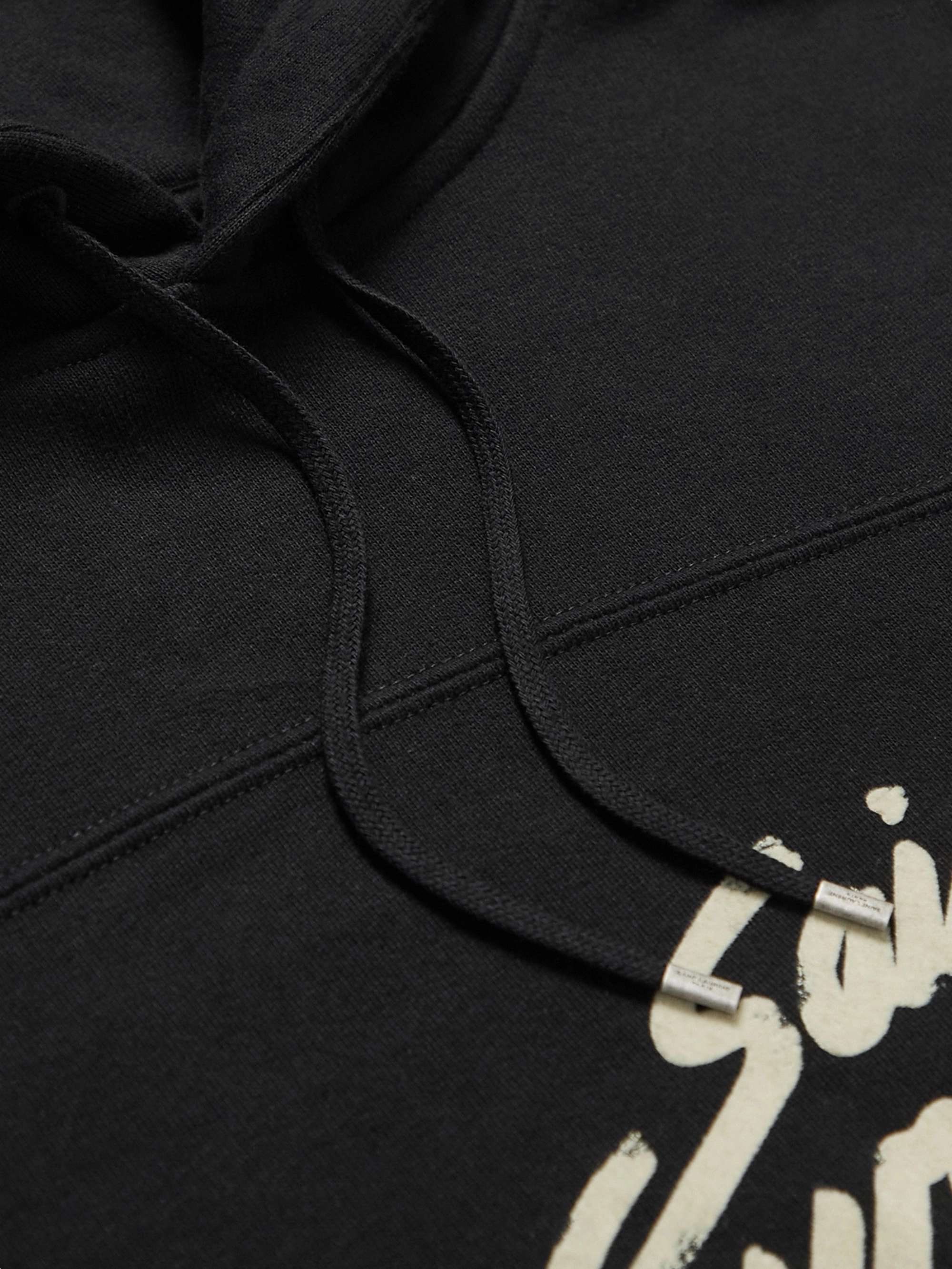 SAINT LAURENT Logo-Flocked Cotton-Jersey Hoodie