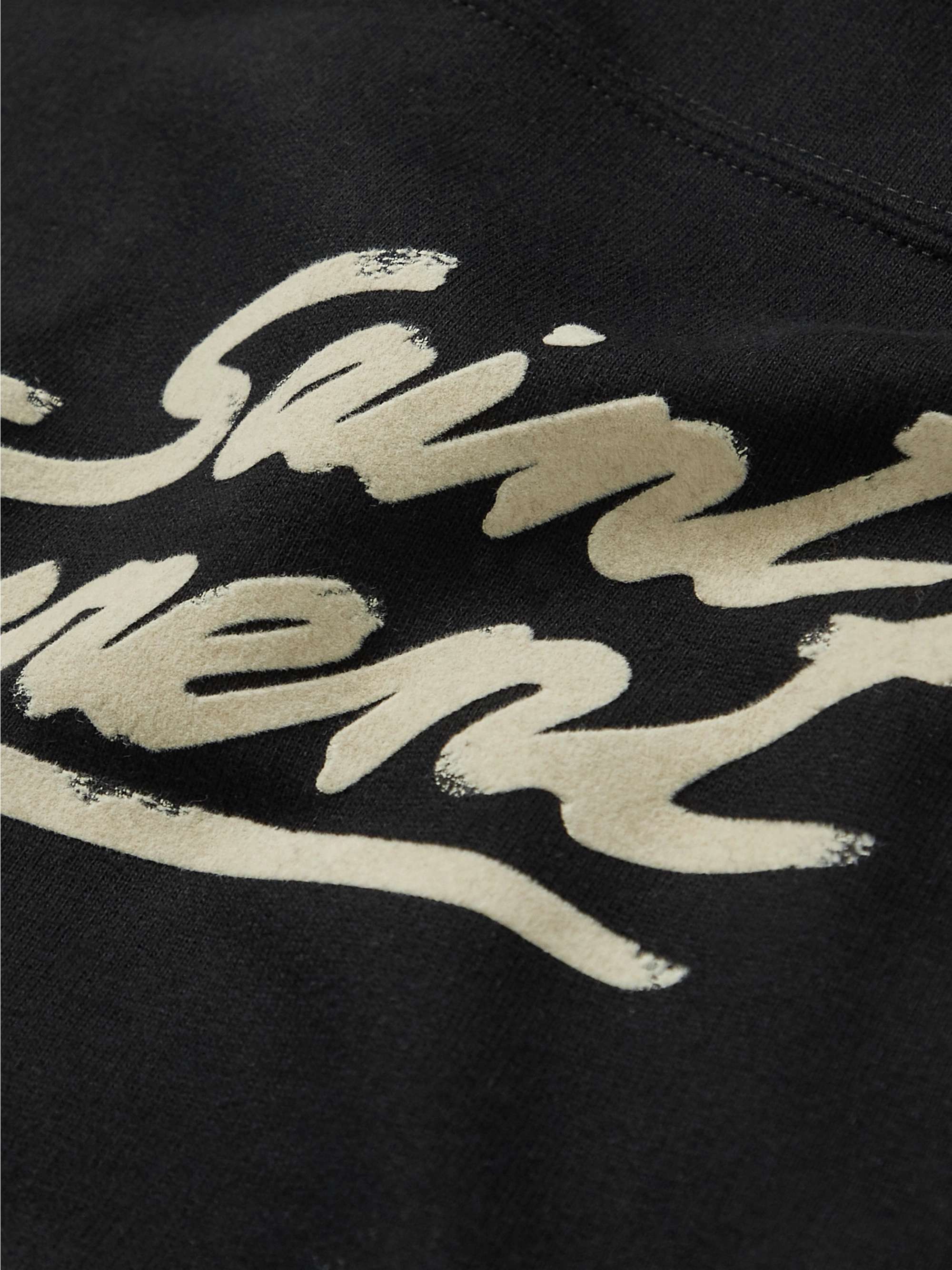 SAINT LAURENT Logo-Flocked Cotton-Jersey Hoodie