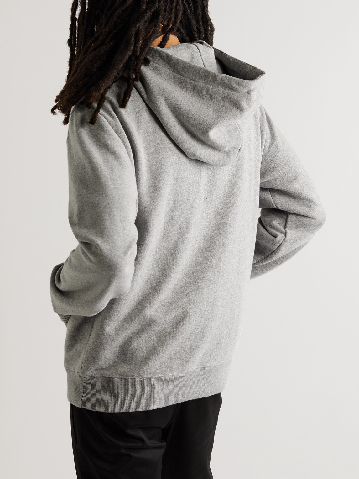 Shop Saint Laurent Logo-print Cotton-blend Jersey Hoodie In Gray