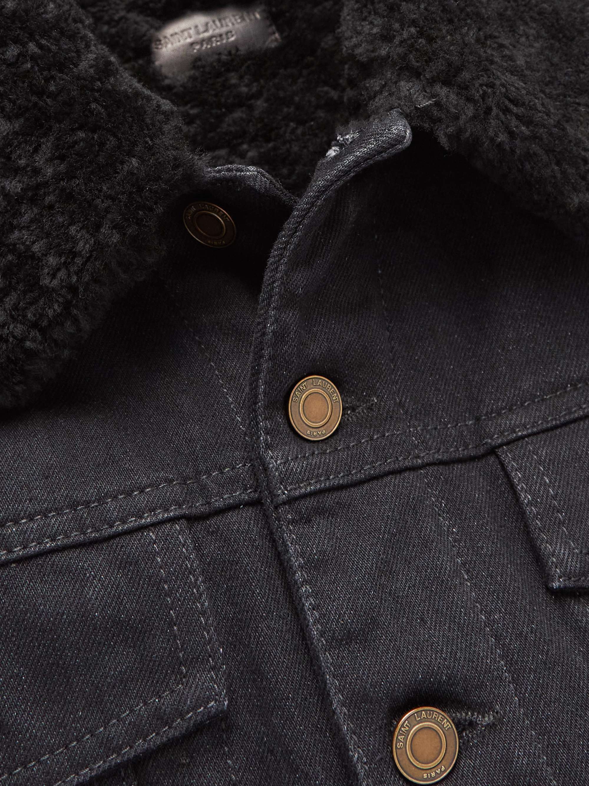 SAINT LAURENT Slim-Fit Shearling-Lined Denim Jacket