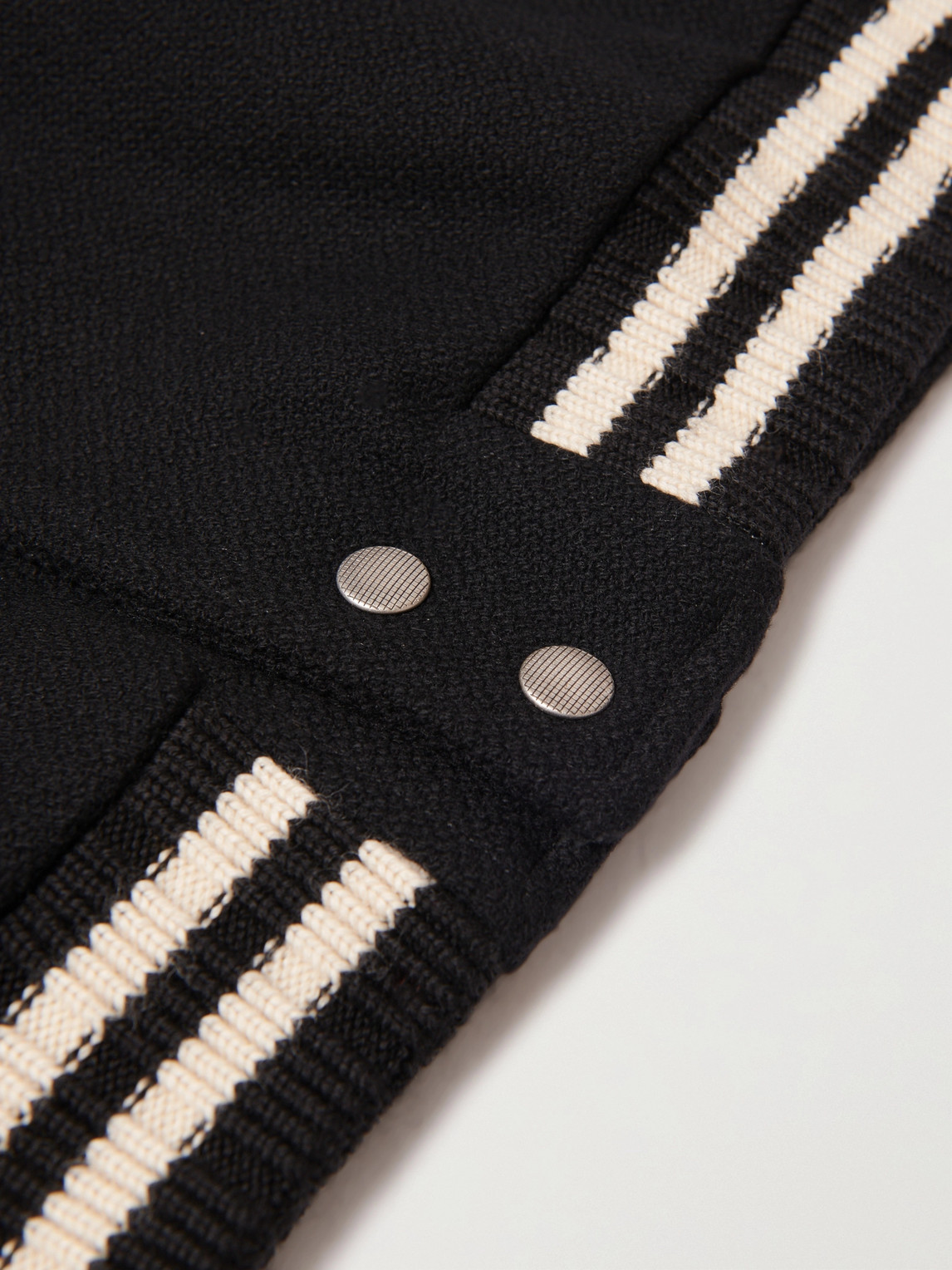 Teddy Logo Patch Wool Blend Bomber Jacket In Black