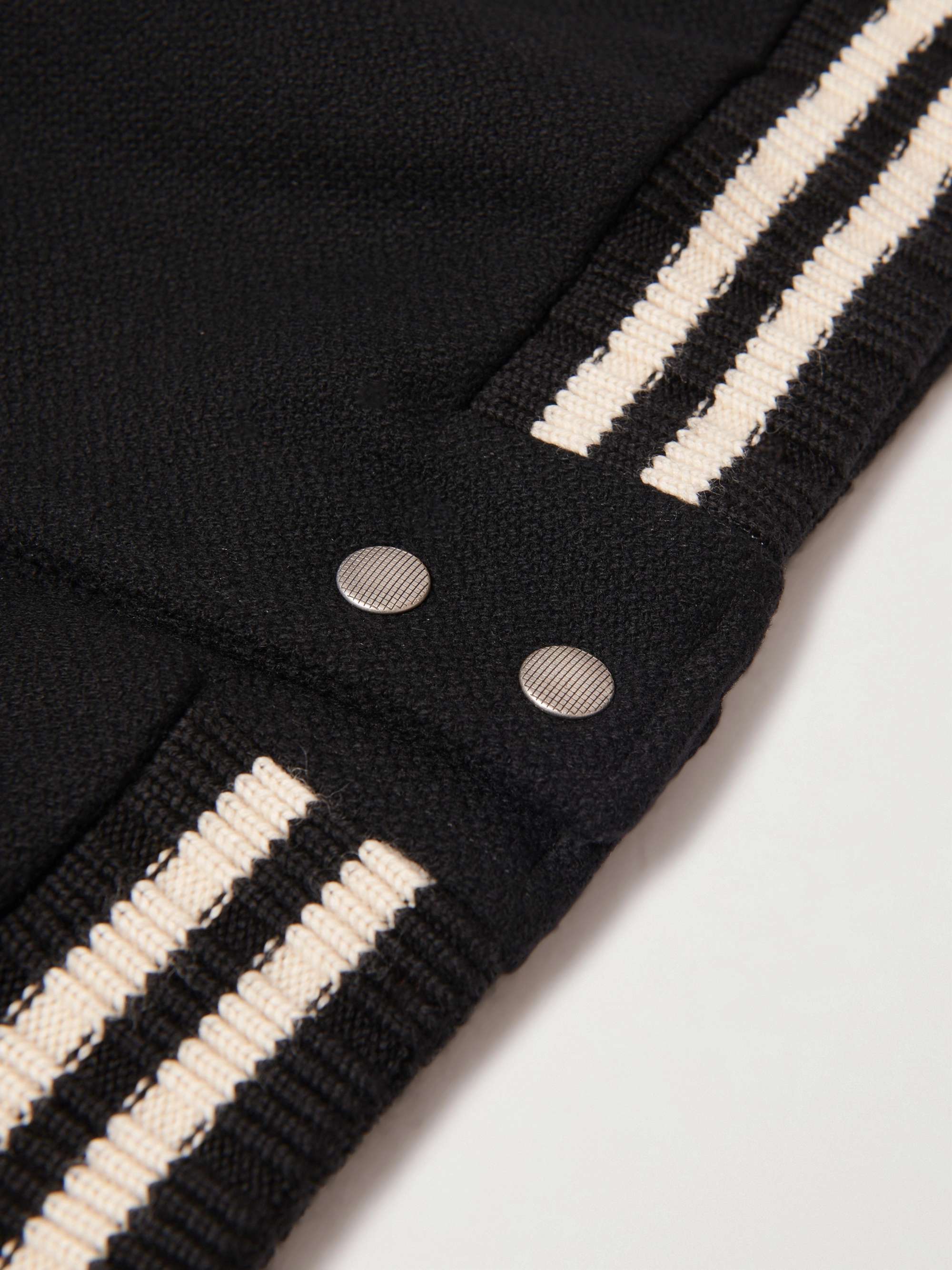 SAINT LAURENT Teddy Logo-Appliquéd Wool-Blend Bomber Jacket