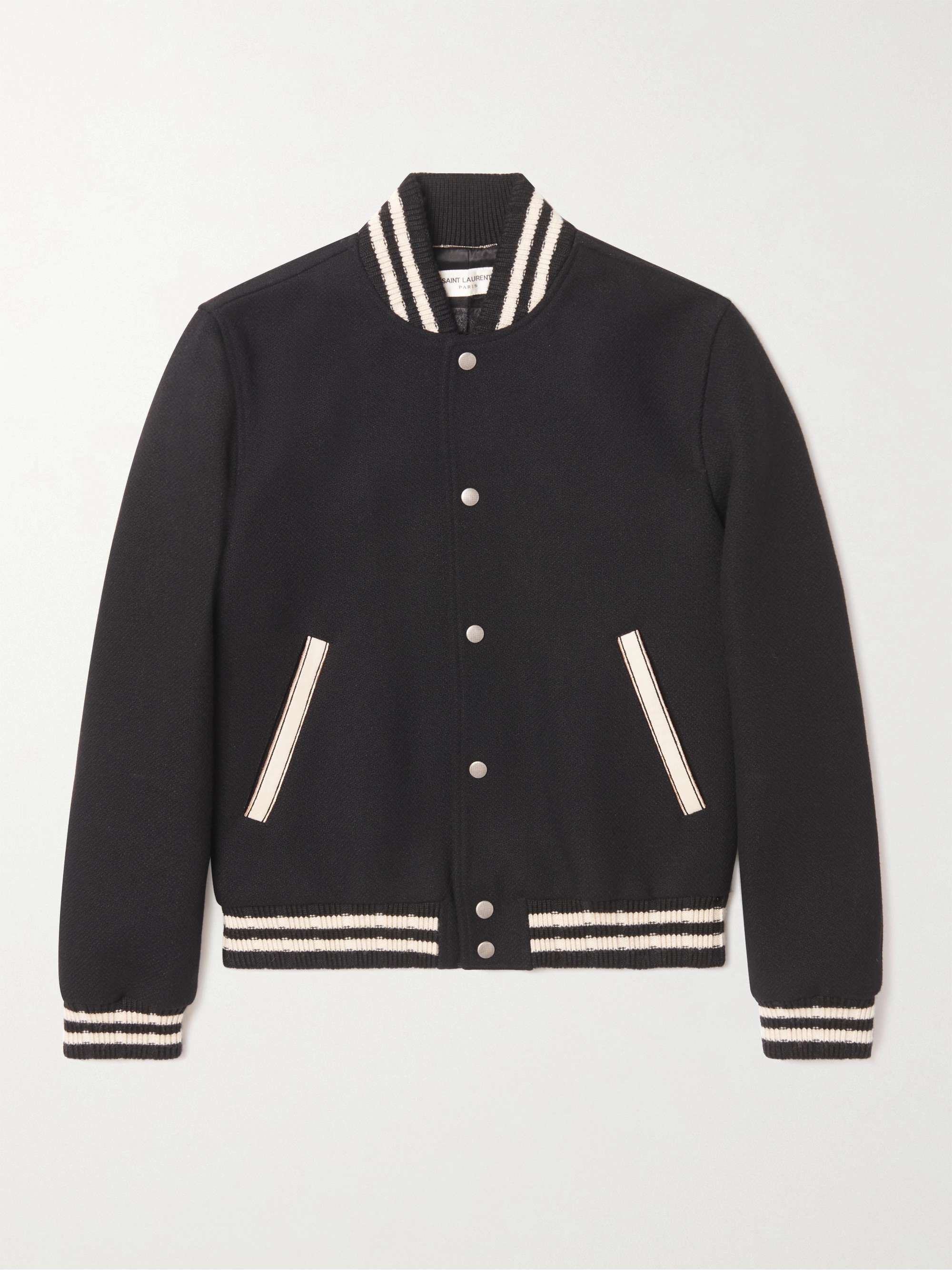 Teddy Wool Blend Varsity Jacket in Black - Saint Laurent