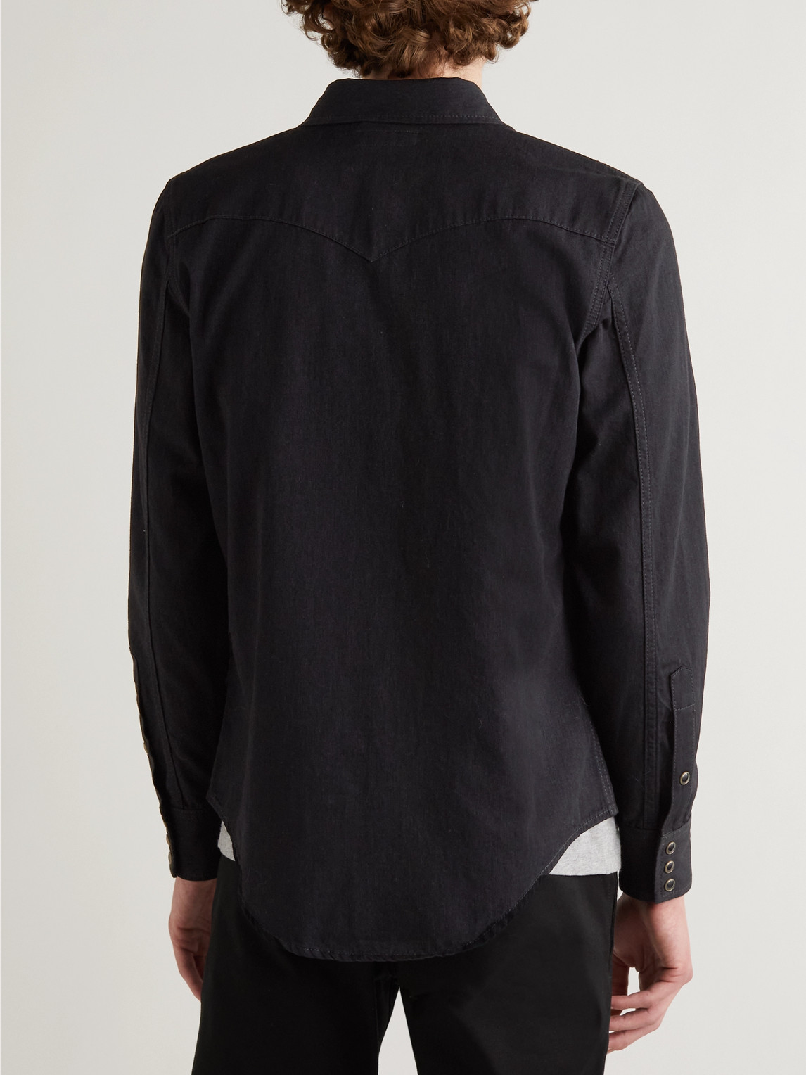 Shop Saint Laurent Slim-fit Denim Western Shirt In Black