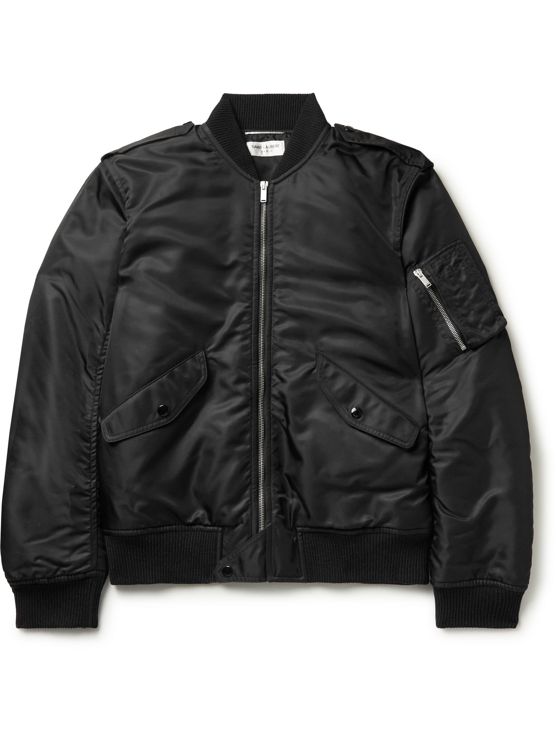 Saint Laurent Slim-fit Shell Bomber Jacket In Black