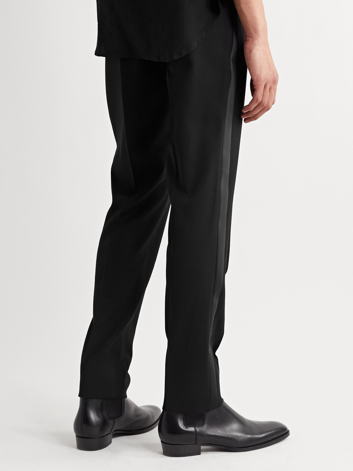 Virgin Wool Grain De Poudre Trousers Slim-Fit