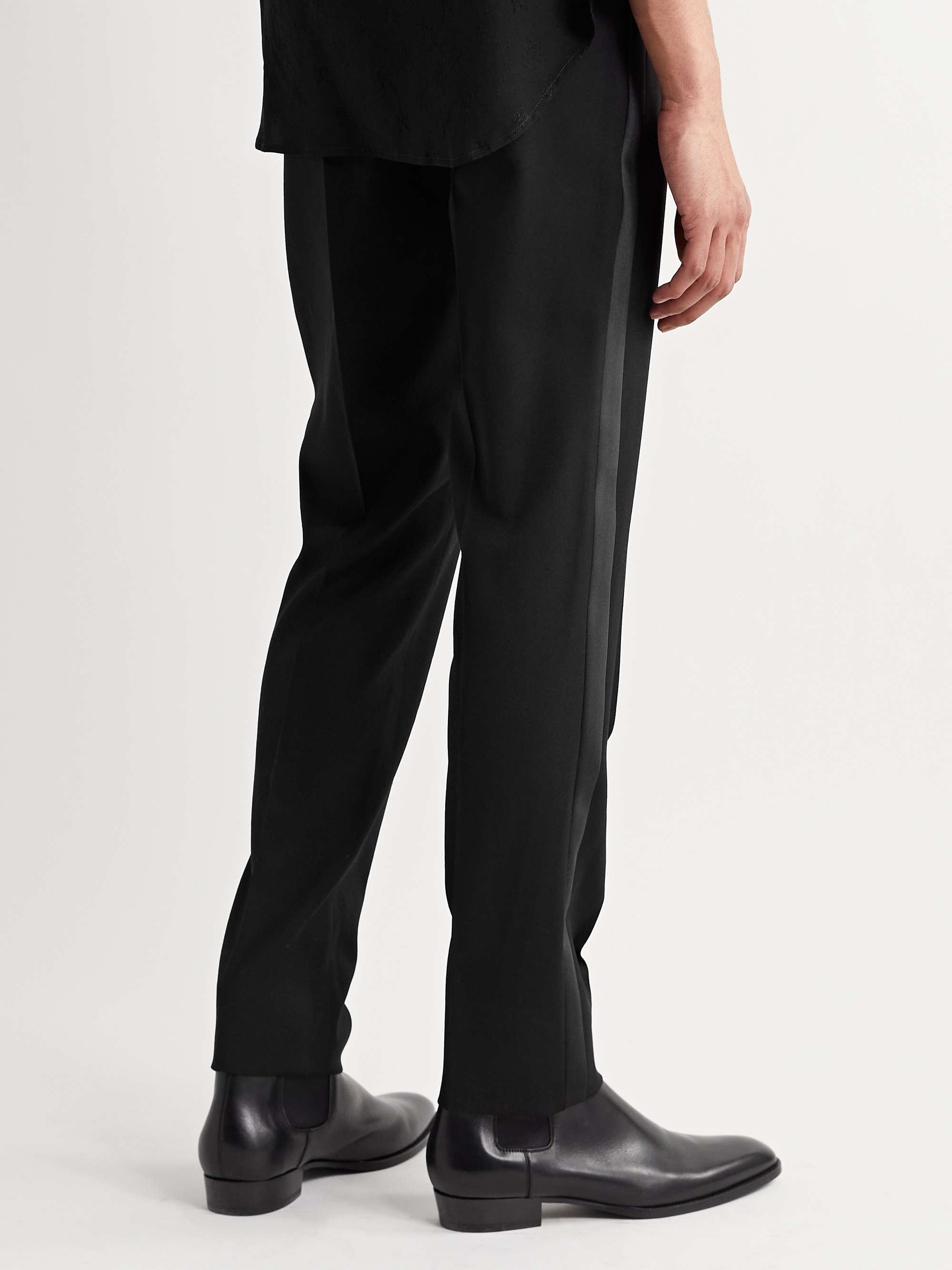 SAINT LAURENT Slim-Fit Virgin Wool Grain de Poudre Trousers