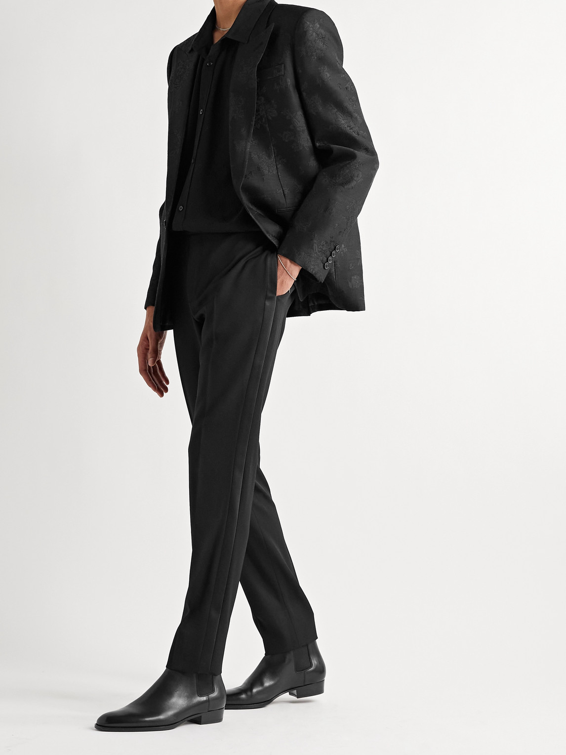 Virgin Wool Grain De Poudre Trousers Slim-Fit