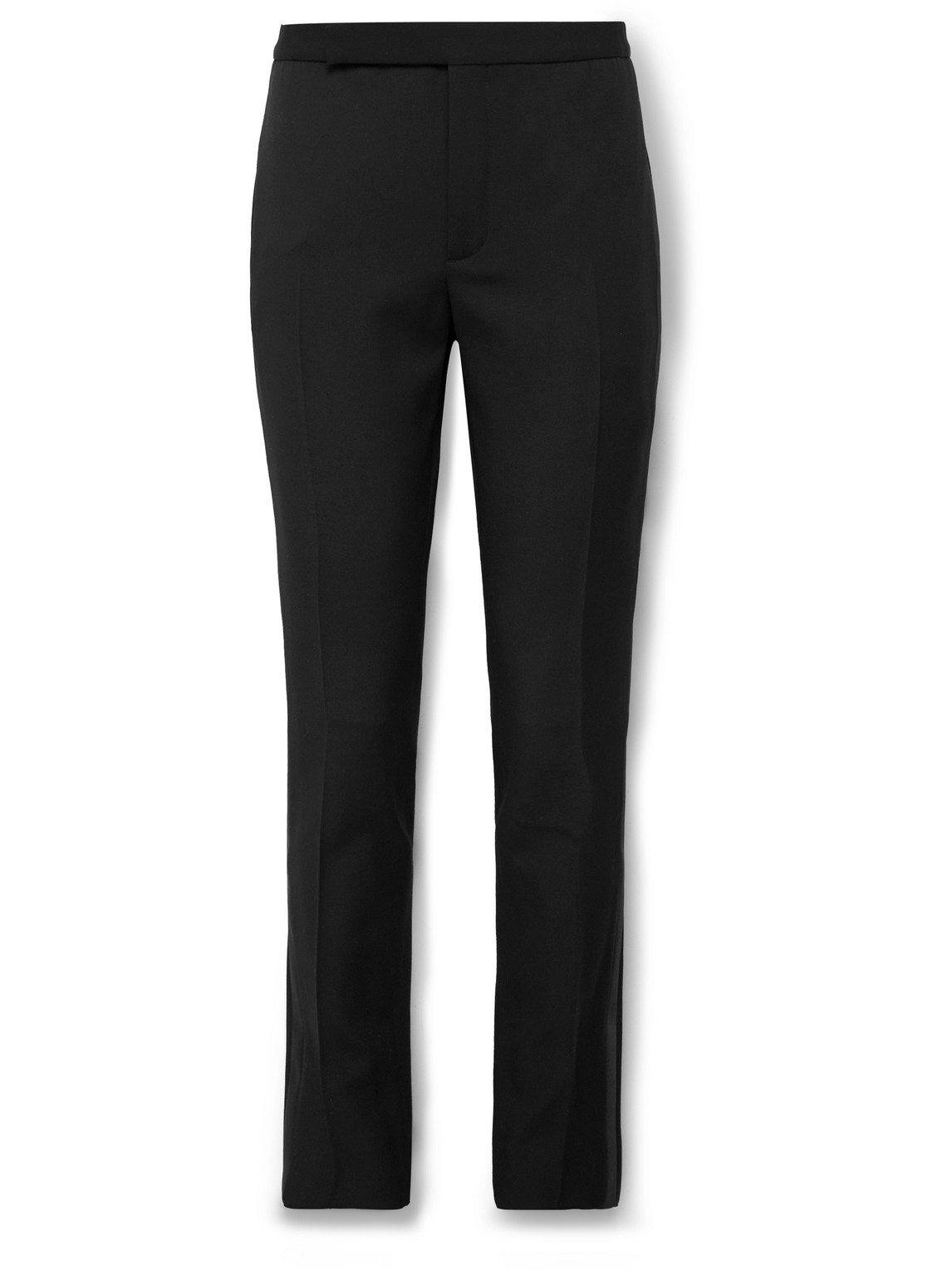 Saint Laurent Slim-fit Virgin Wool Grain De Poudre Trousers In Black