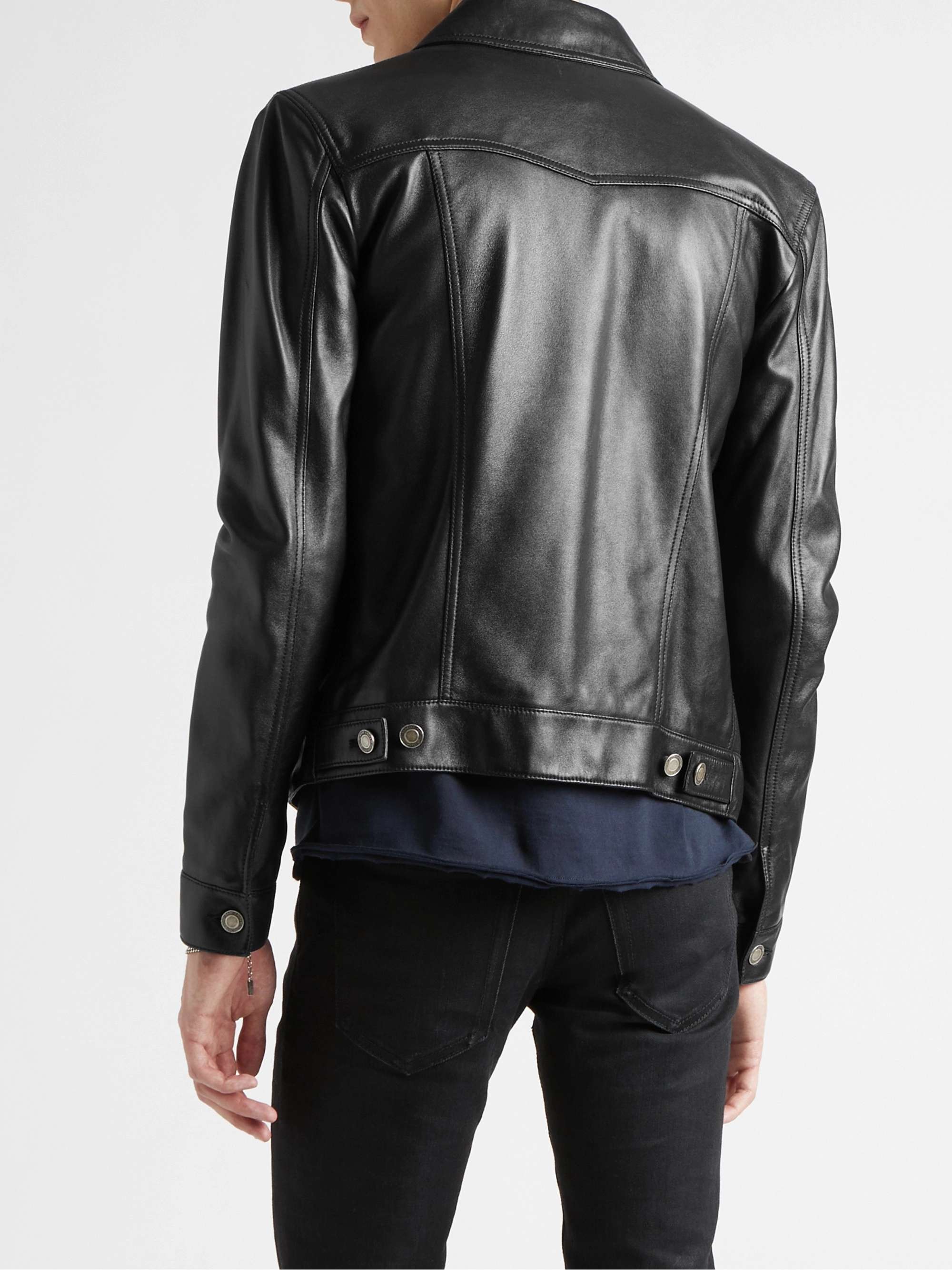 SAINT LAURENT Slim-Fit Leather Trucker Jacket