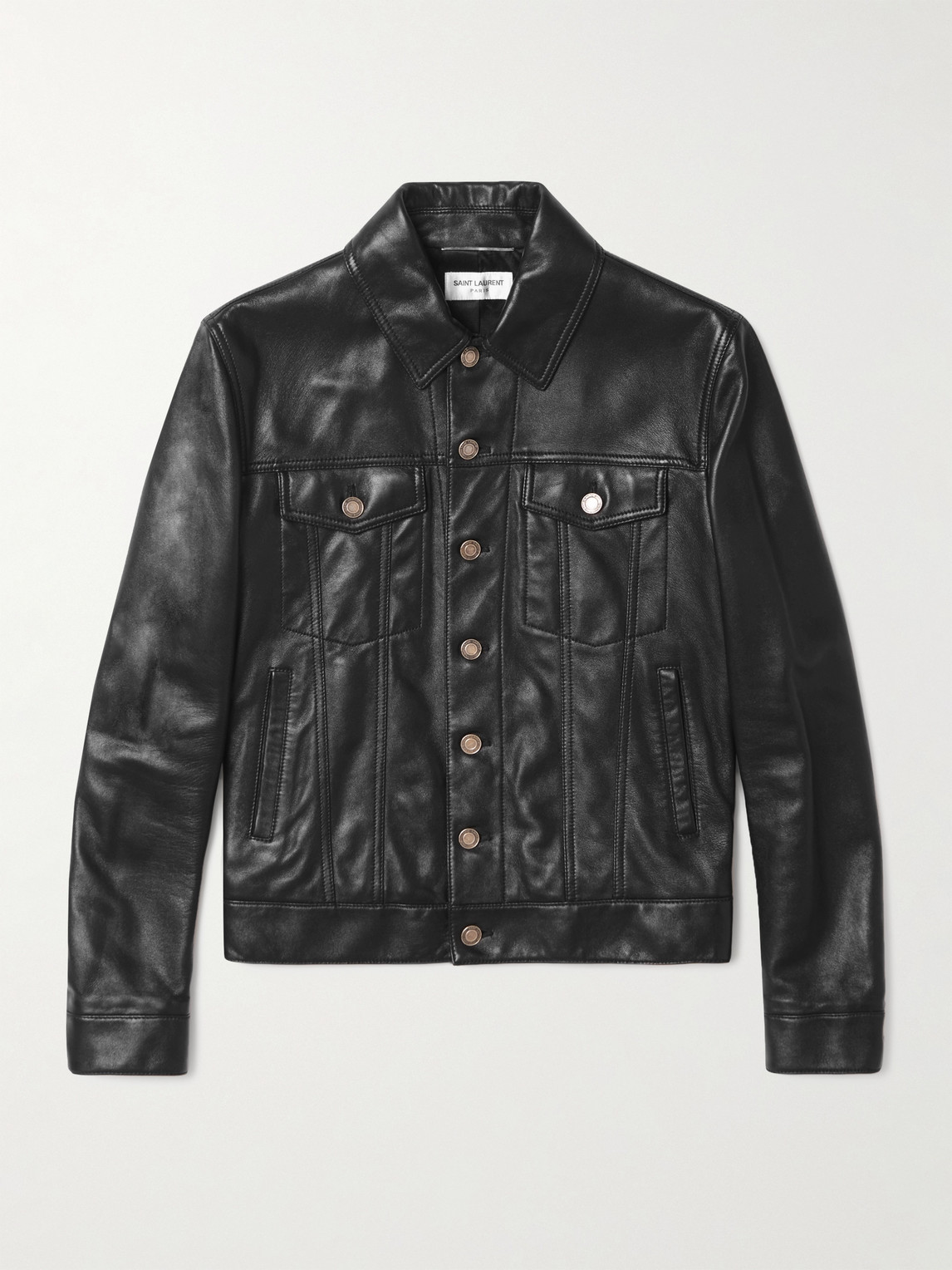 Saint Laurent Slim-Fit Leather Trucker Jacket - Men