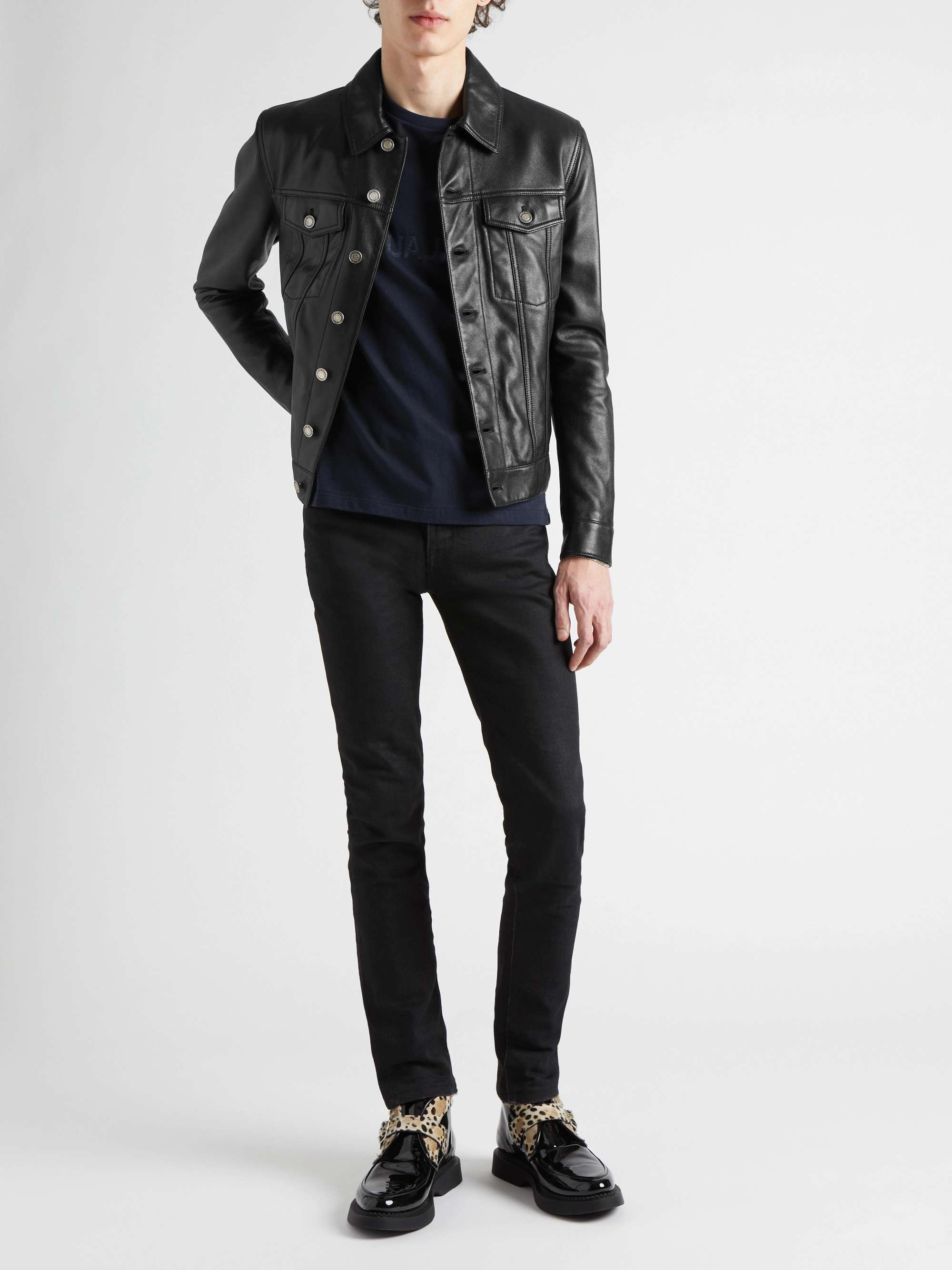 SAINT LAURENT Slim-Fit Leather Trucker Jacket for Men | MR PORTER