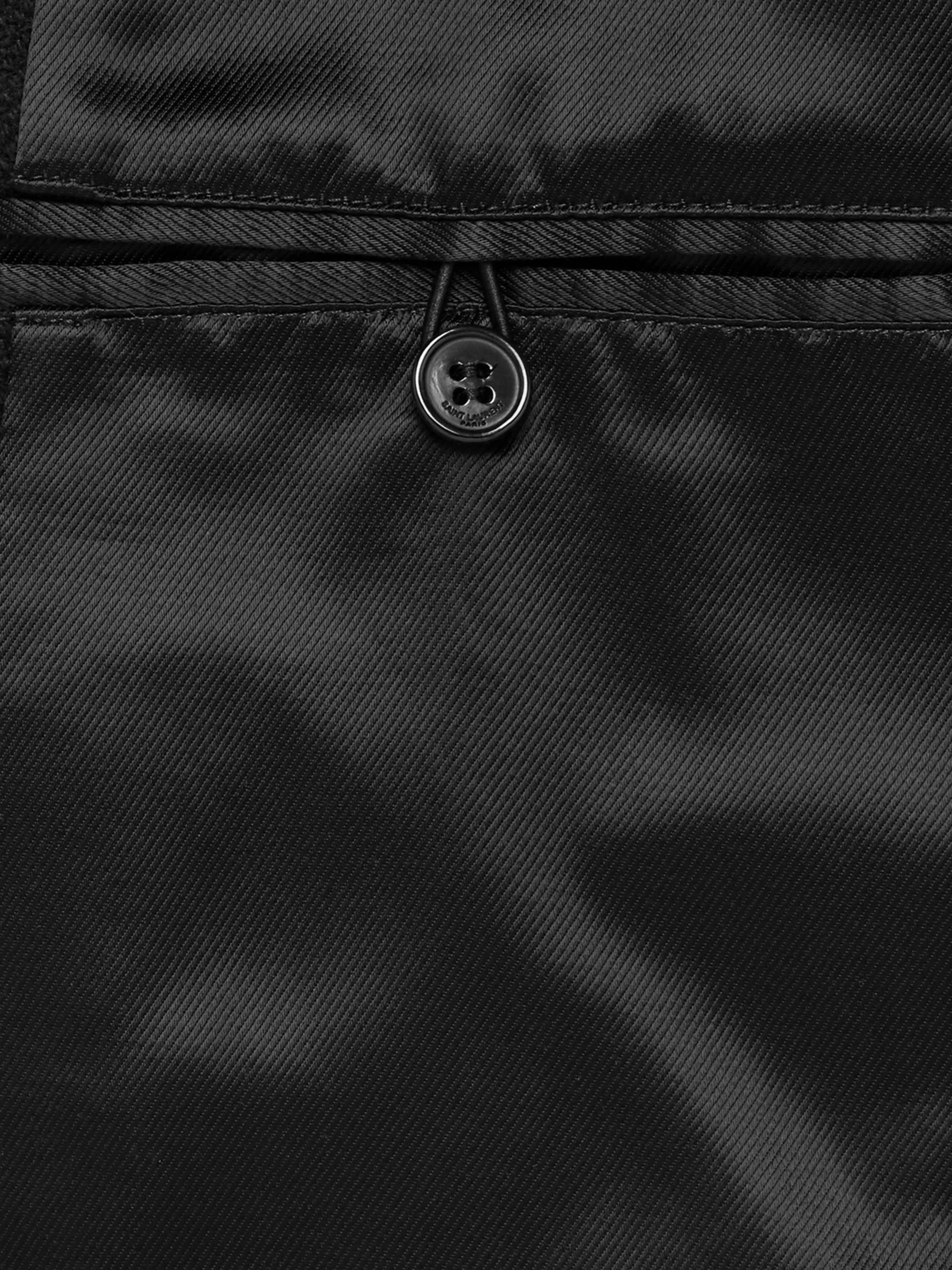 SAINT LAURENT Teddy Slim-Fit Leather-Trimmed Wool-Blend Bomber Jacket