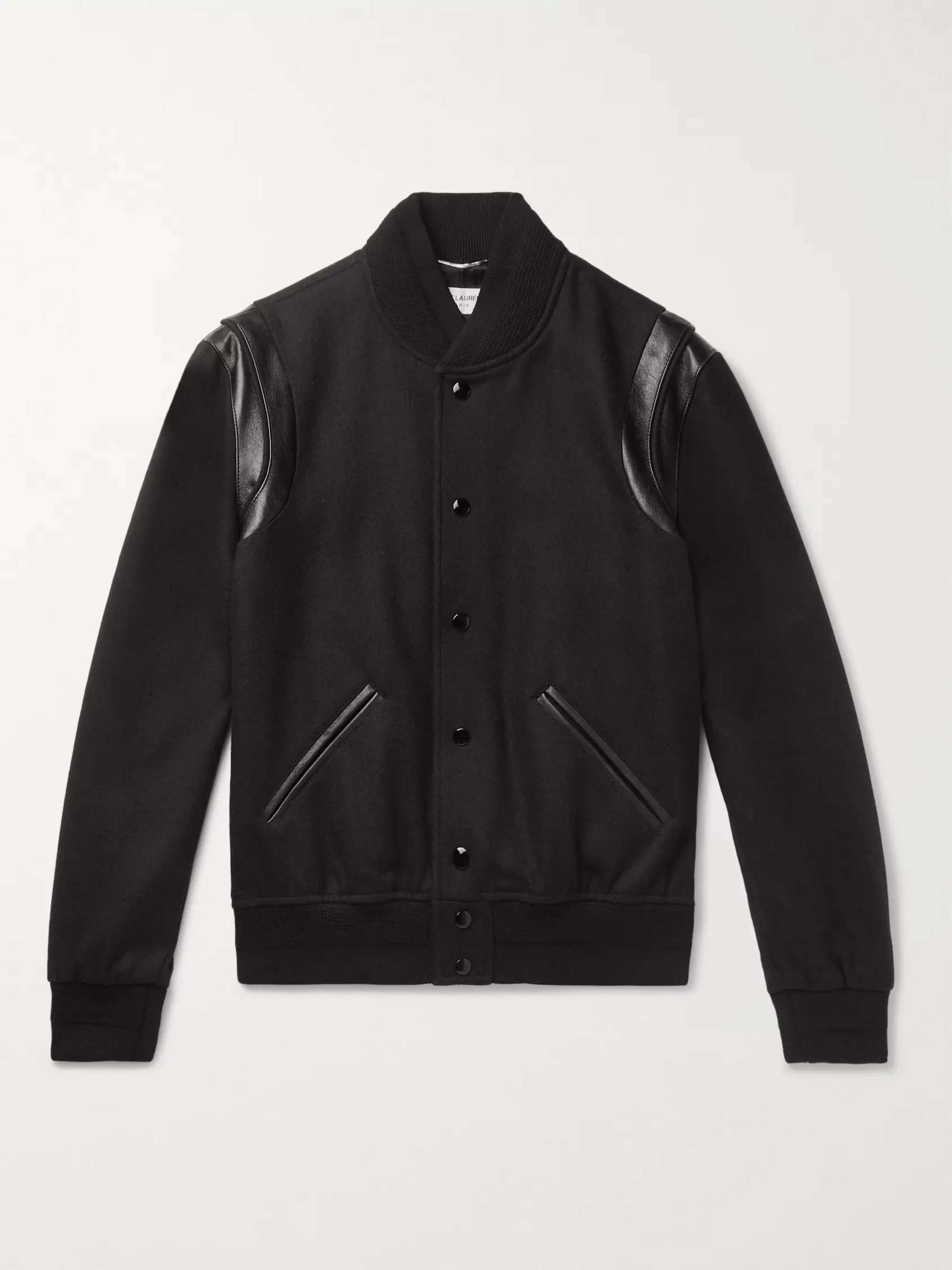 Teddy Wool Blend Varsity Jacket in Black - Saint Laurent