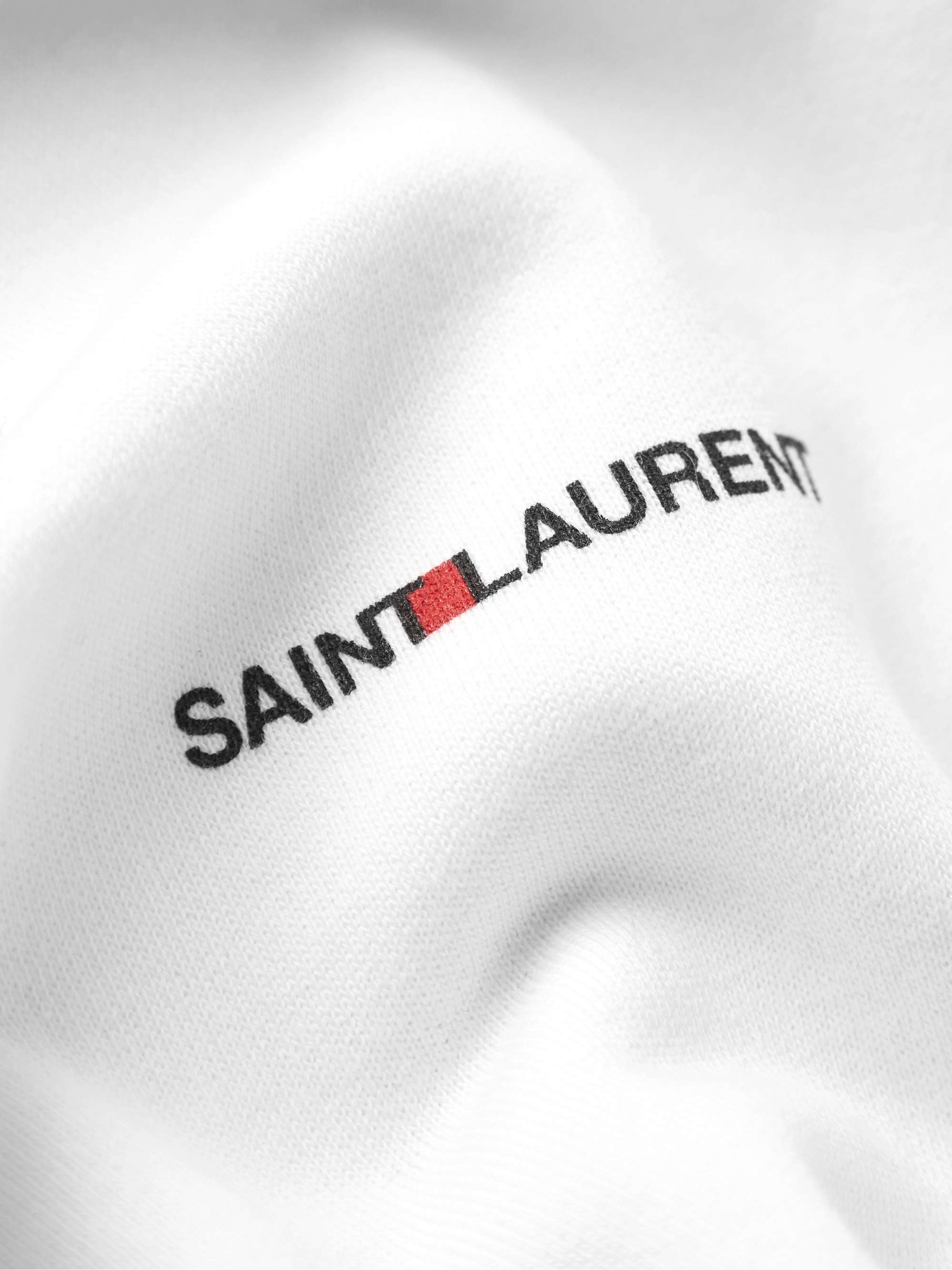 SAINT LAURENT Logo-Print Cotton-Jersey Hoodie