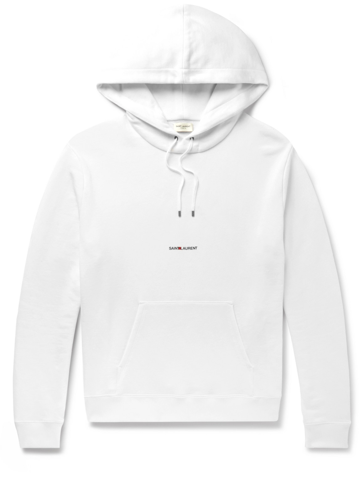 Shop Saint Laurent Logo-print Cotton-jersey Hoodie In White