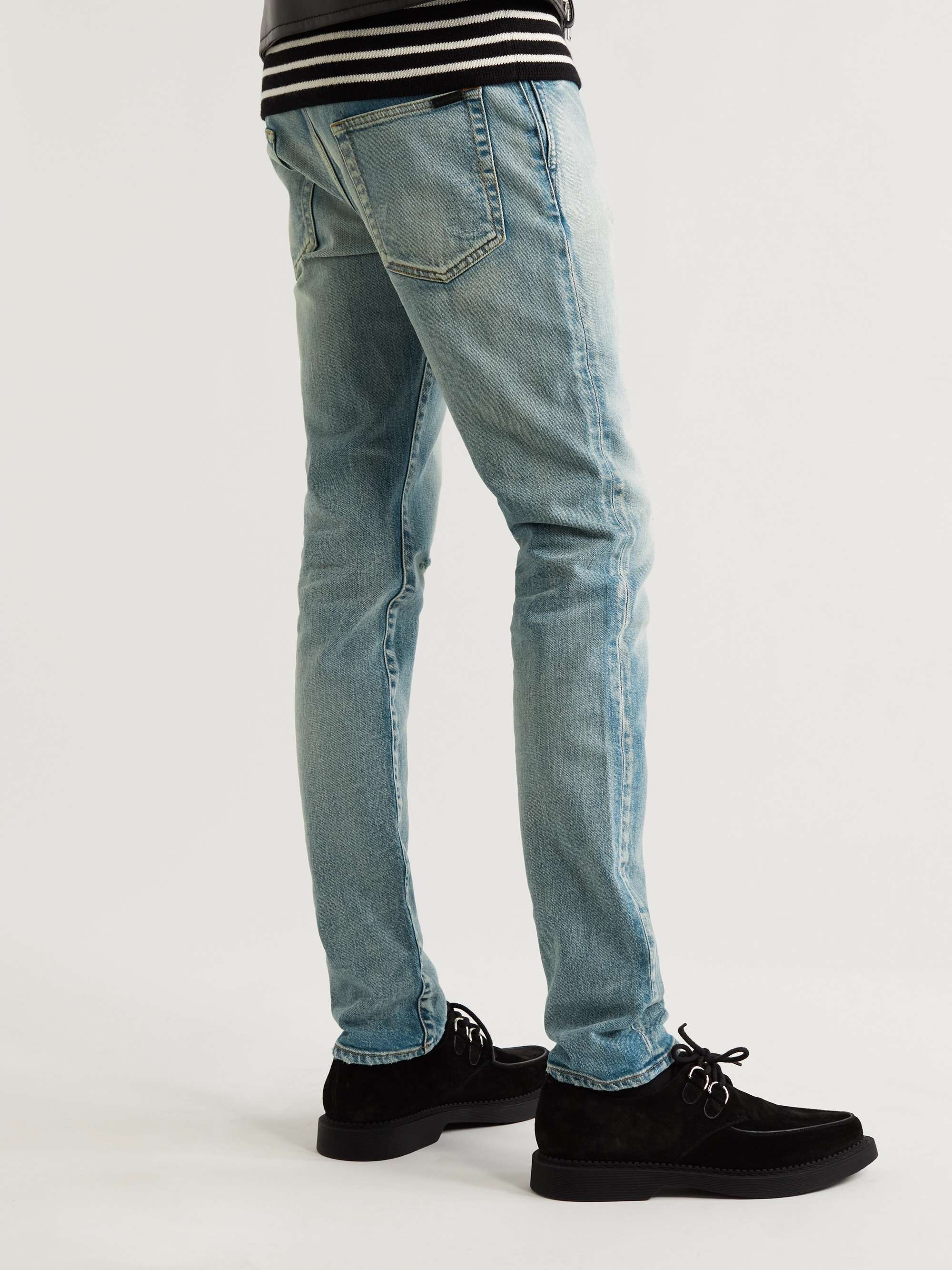 SAINT LAURENT Skinny-Fit Distressed Jeans