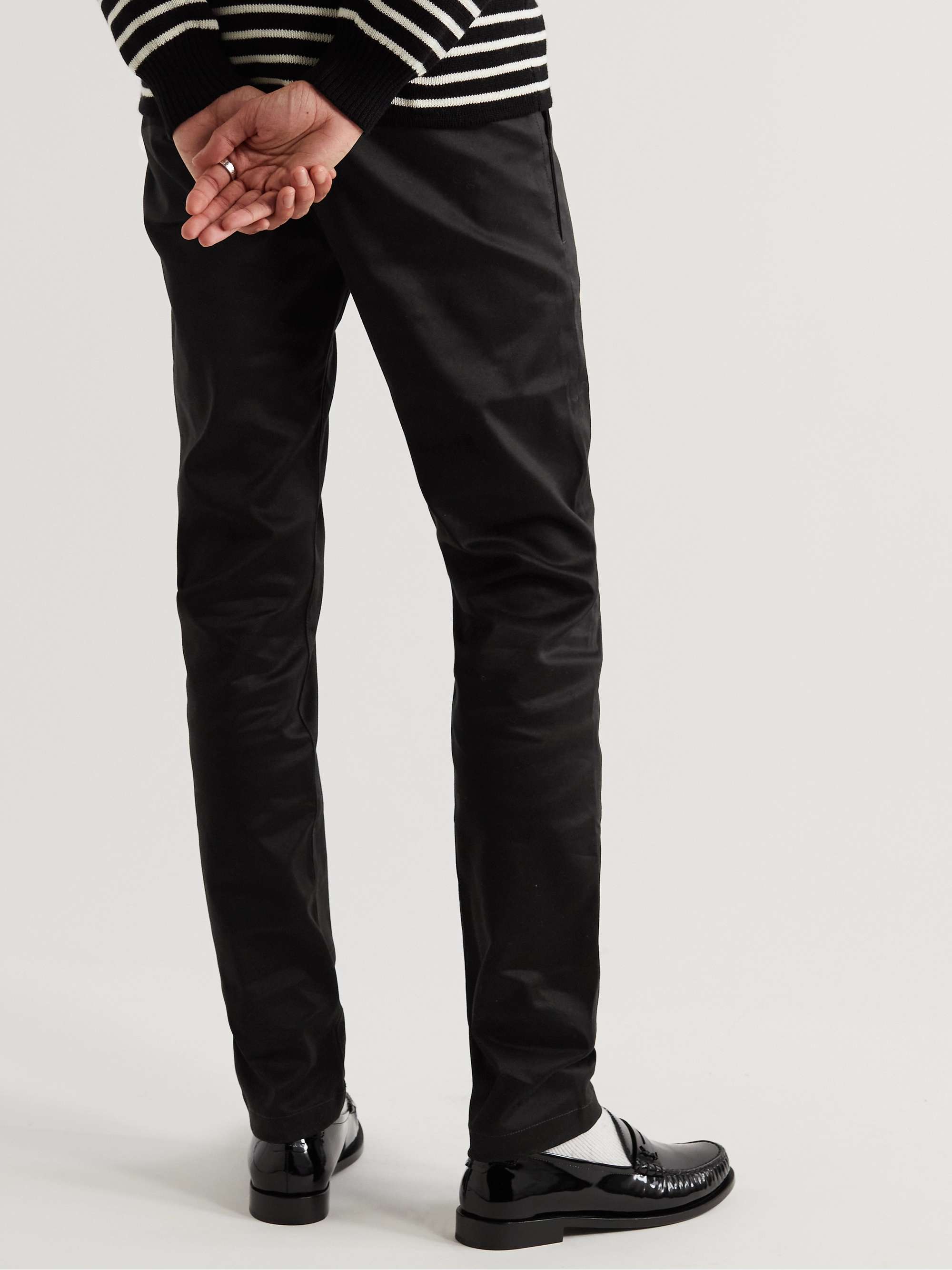SAINT LAURENT Navy Slim-Fit Cotton-Blend Chinos