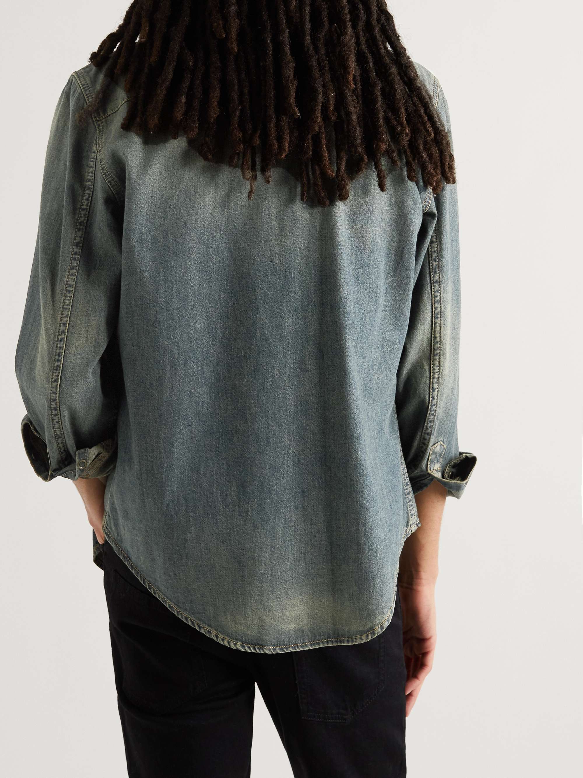 Saint laurent oversized denim shirt hotsell