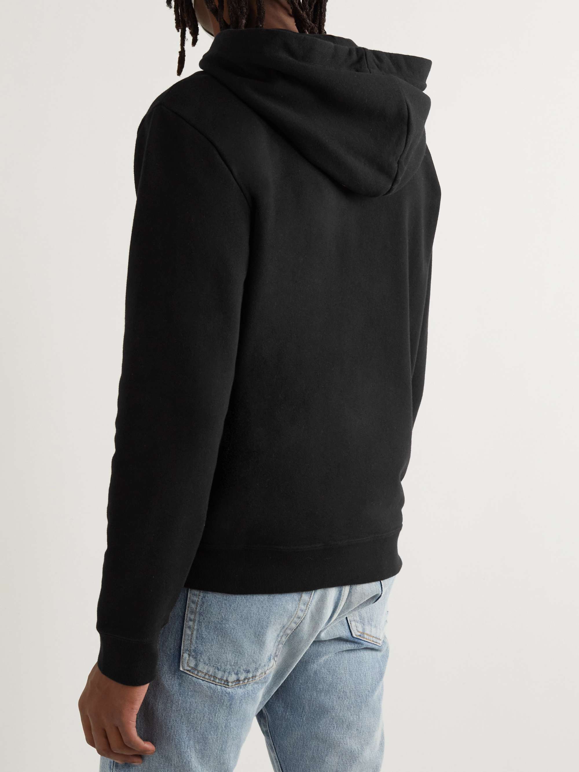 SAINT LAURENT Logo-Print Cotton-Jersey Hoodie