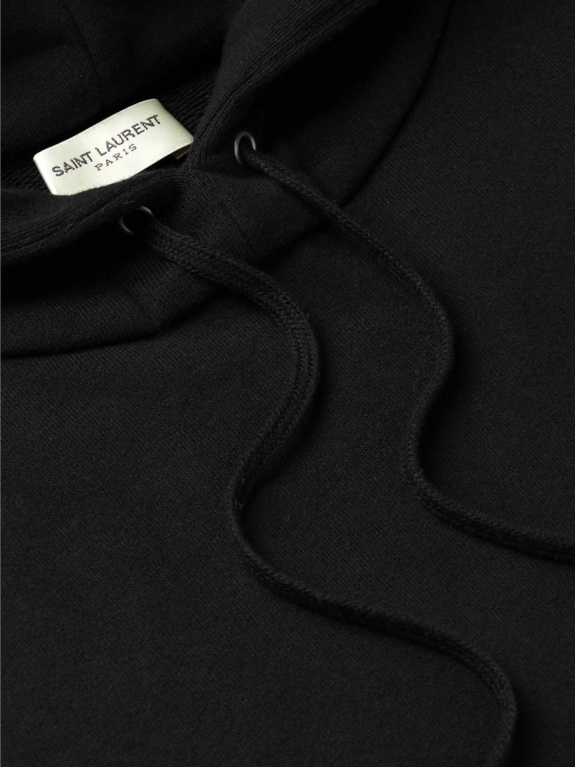 Shop Saint Laurent Logo-print Cotton-jersey Hoodie In Black