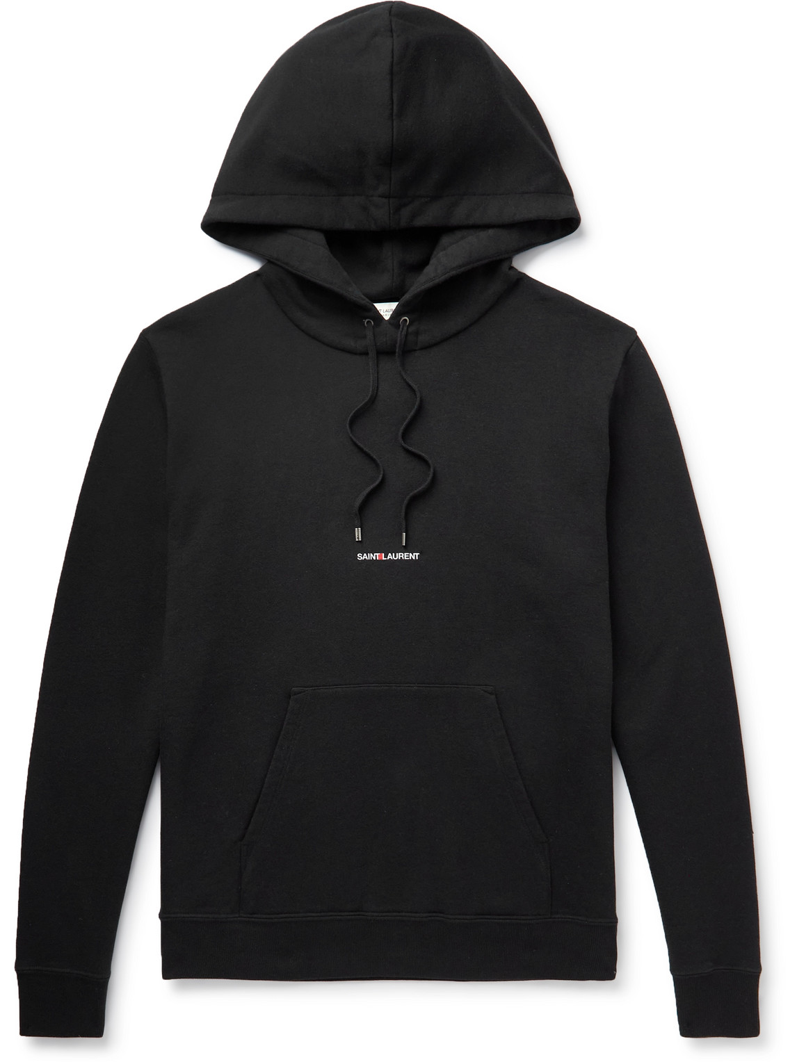 Shop Saint Laurent Logo-print Cotton-jersey Hoodie In Black