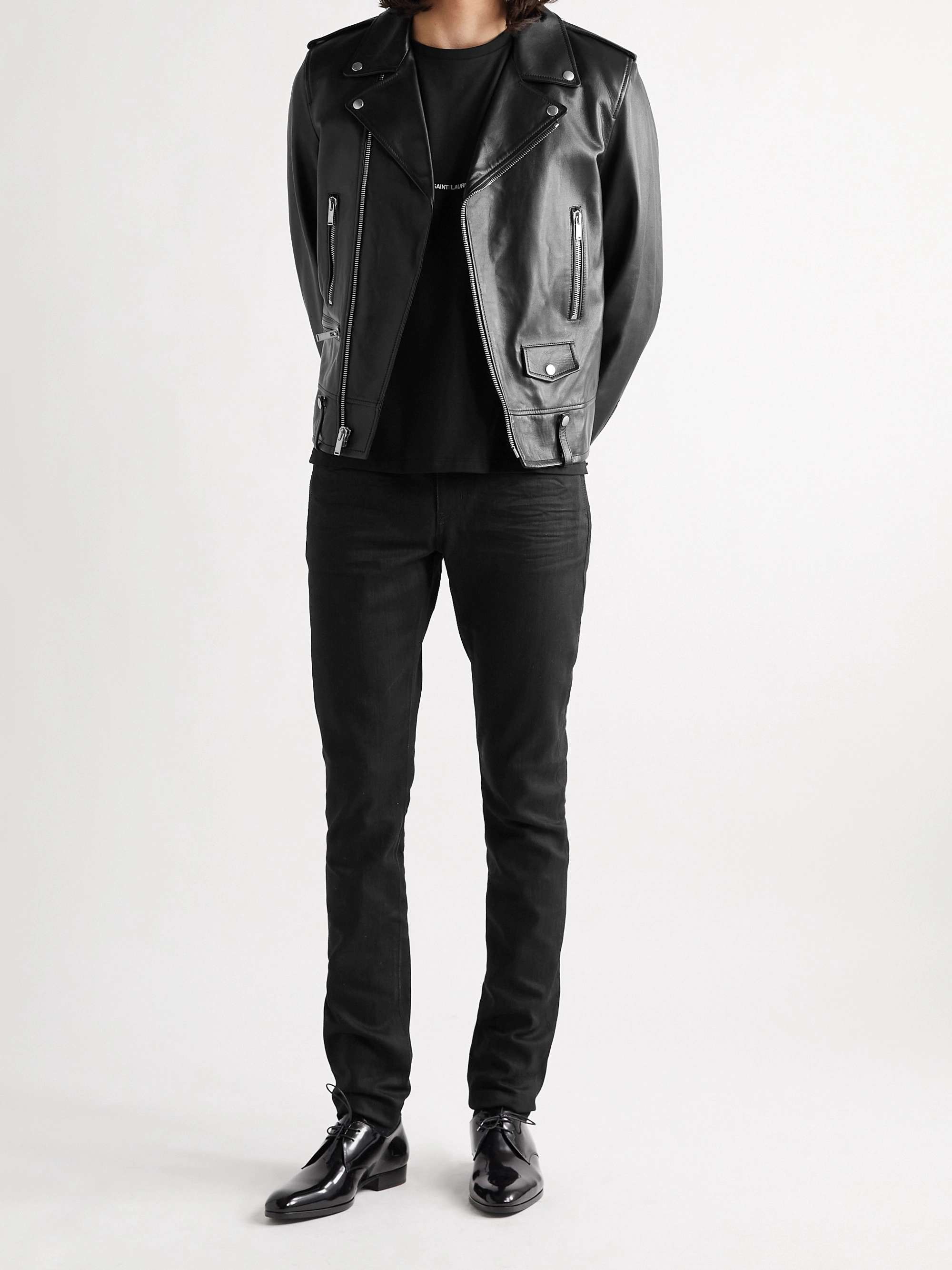 SAINT LAURENT Slim-Fit Leather Biker Jacket